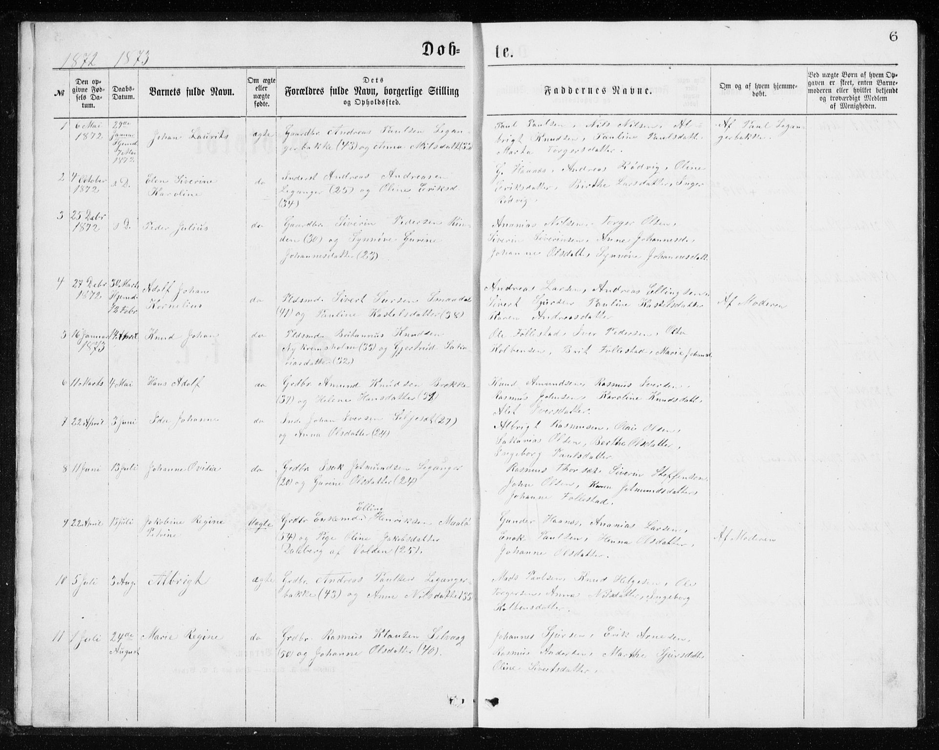 Ministerialprotokoller, klokkerbøker og fødselsregistre - Møre og Romsdal, SAT/A-1454/508/L0097: Parish register (copy) no. 508C01, 1873-1897, p. 6