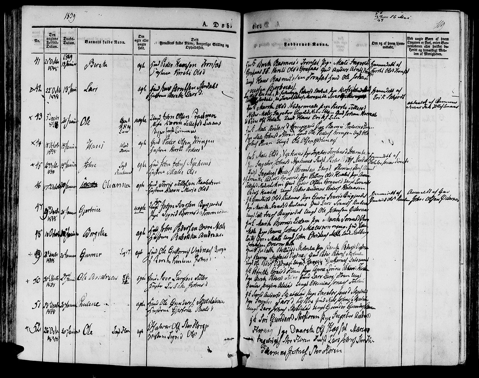 Ministerialprotokoller, klokkerbøker og fødselsregistre - Nord-Trøndelag, AV/SAT-A-1458/709/L0071: Parish register (official) no. 709A11, 1833-1844, p. 119