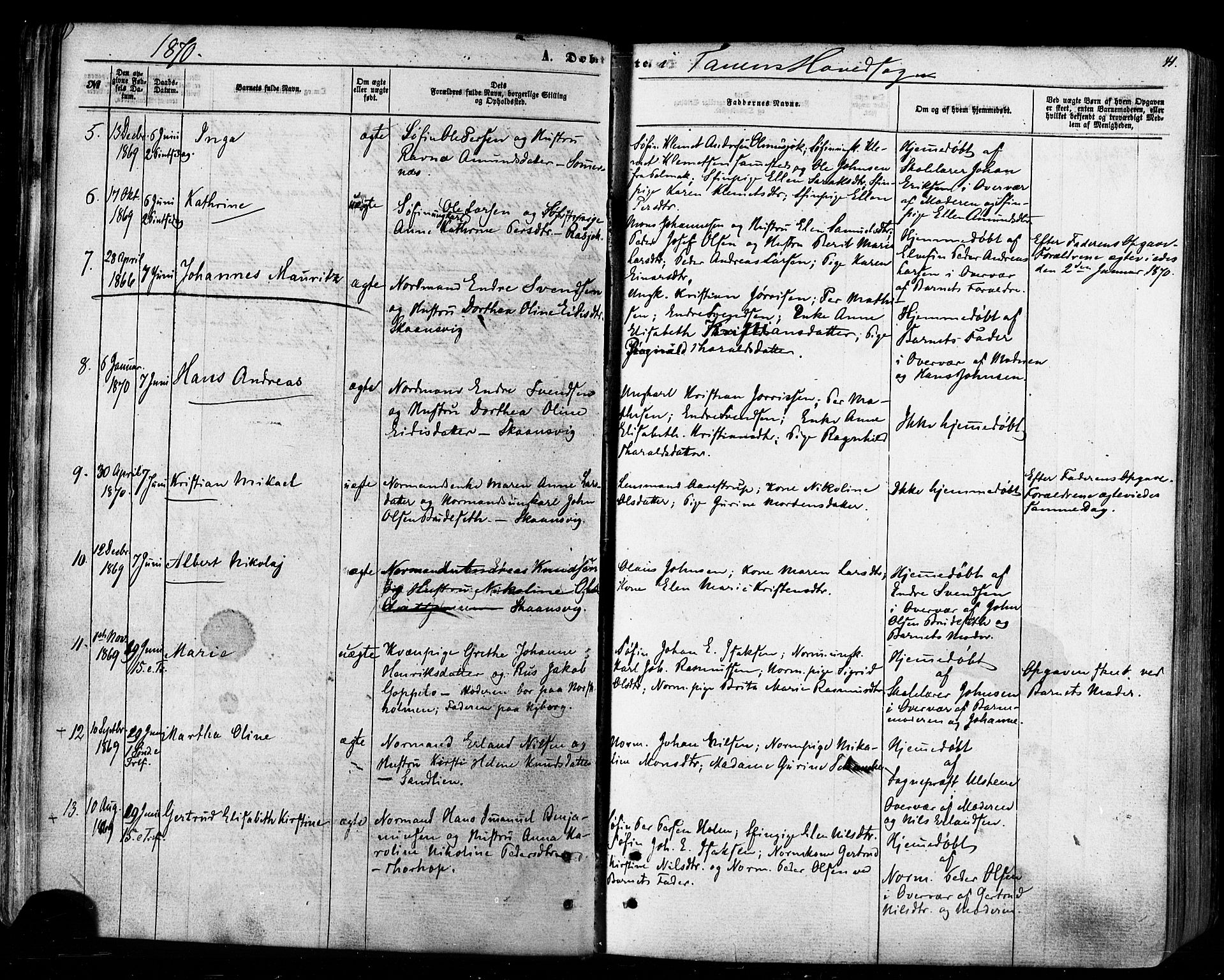 Tana sokneprestkontor, AV/SATØ-S-1334/H/Ha/L0002kirke: Parish register (official) no. 2 /1, 1861-1877, p. 41