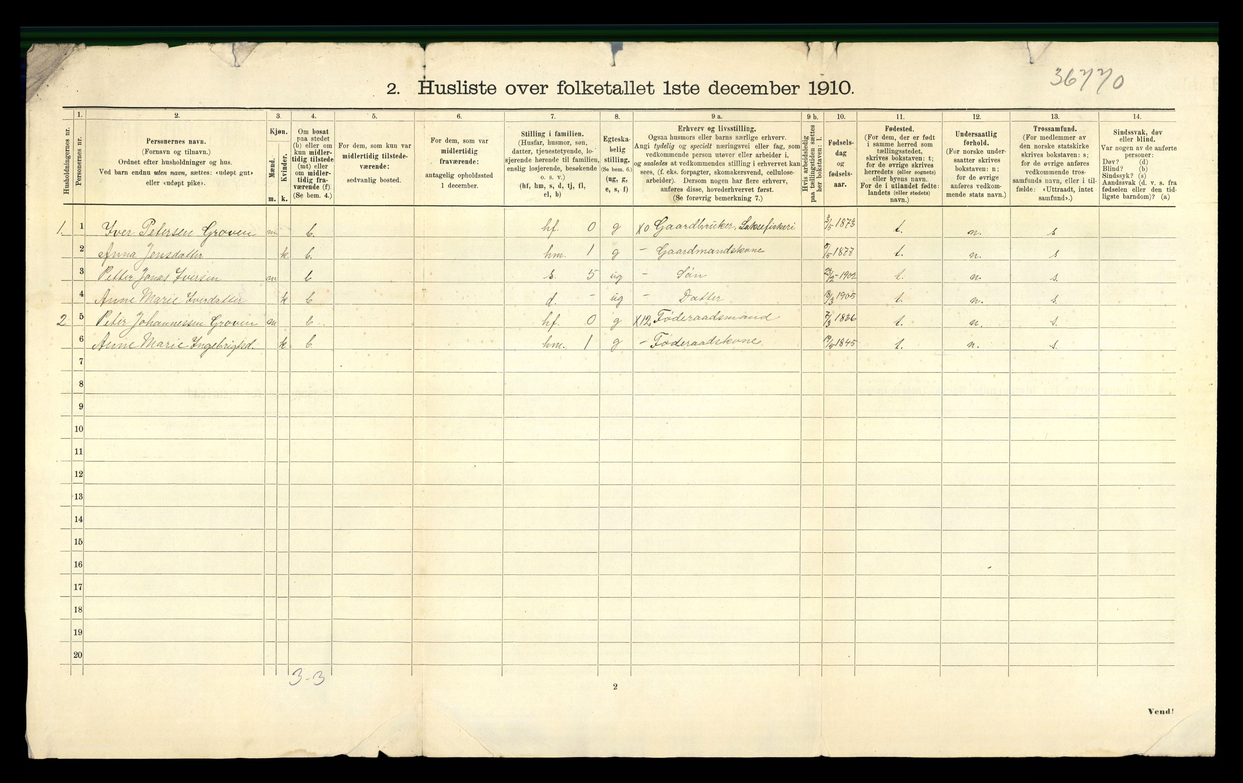 RA, 1910 census for Stranda, 1910, p. 27