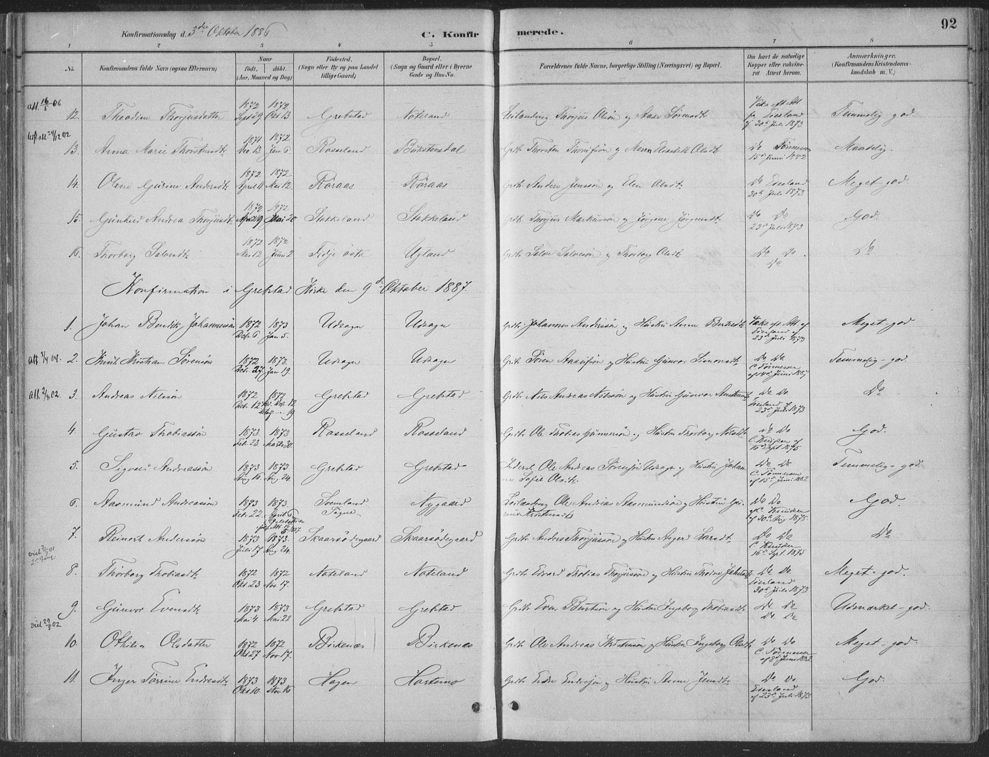 Søgne sokneprestkontor, SAK/1111-0037/F/Fa/Faa/L0003: Parish register (official) no. A 3, 1883-1910, p. 92