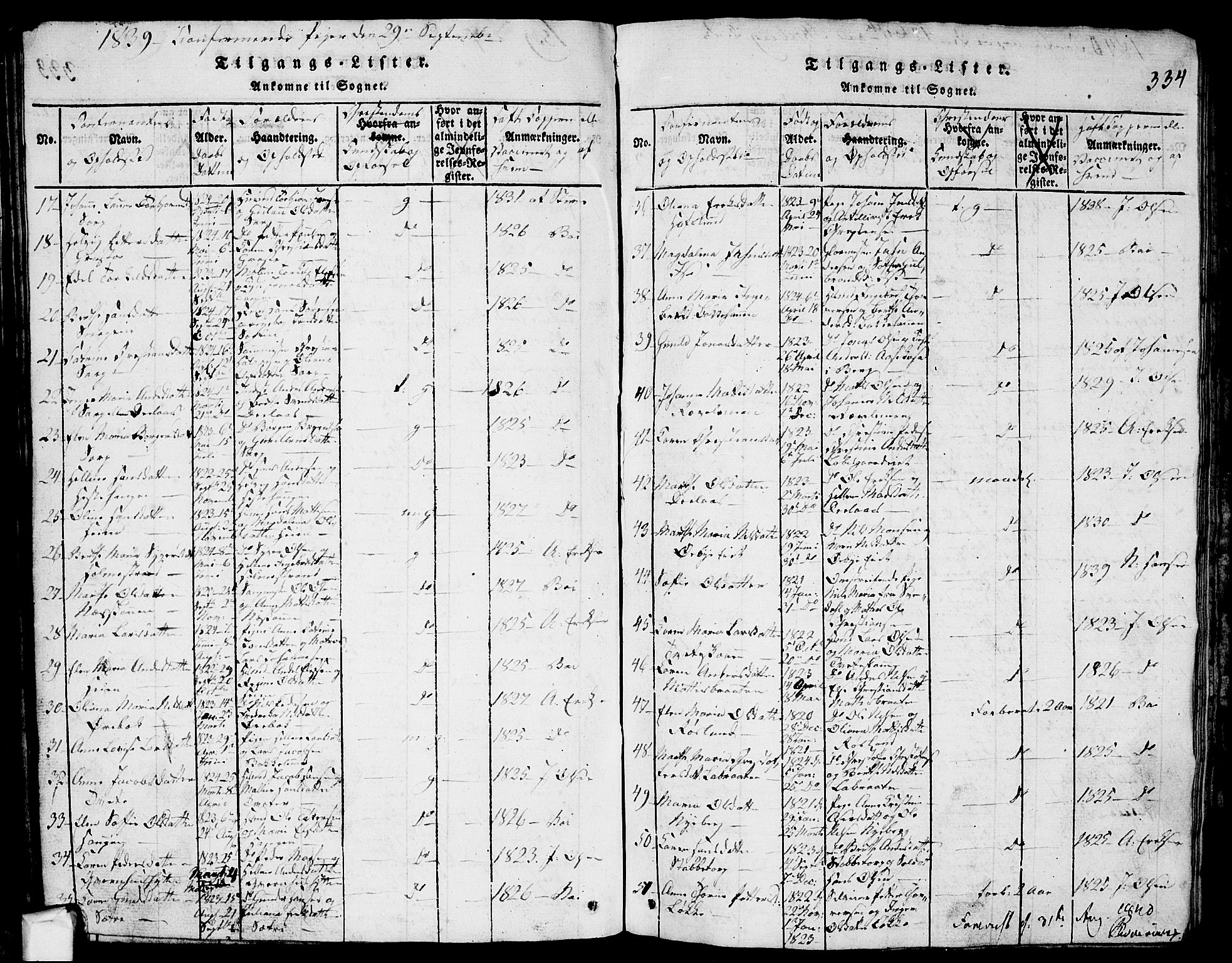 Skjeberg prestekontor Kirkebøker, AV/SAO-A-10923/G/Ga/L0001: Parish register (copy) no. I 1, 1815-1830, p. 334