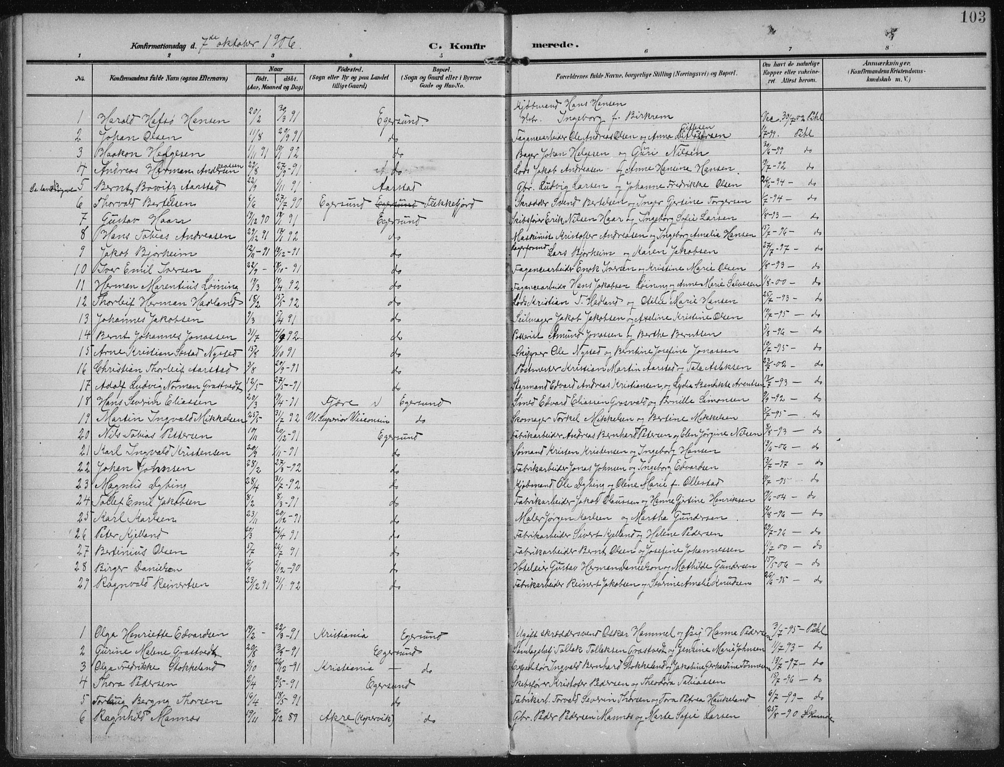 Eigersund sokneprestkontor, AV/SAST-A-101807/S08/L0022: Parish register (official) no. A 21, 1905-1928, p. 103