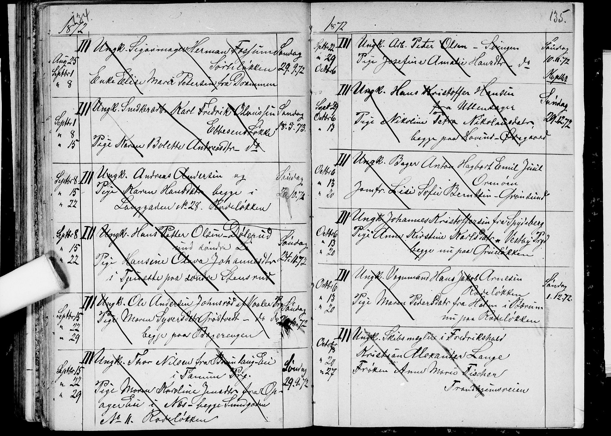 Østre Aker prestekontor Kirkebøker, AV/SAO-A-10840/H/Ha/L0002: Banns register no. I 2, 1861-1872, p. 134-135