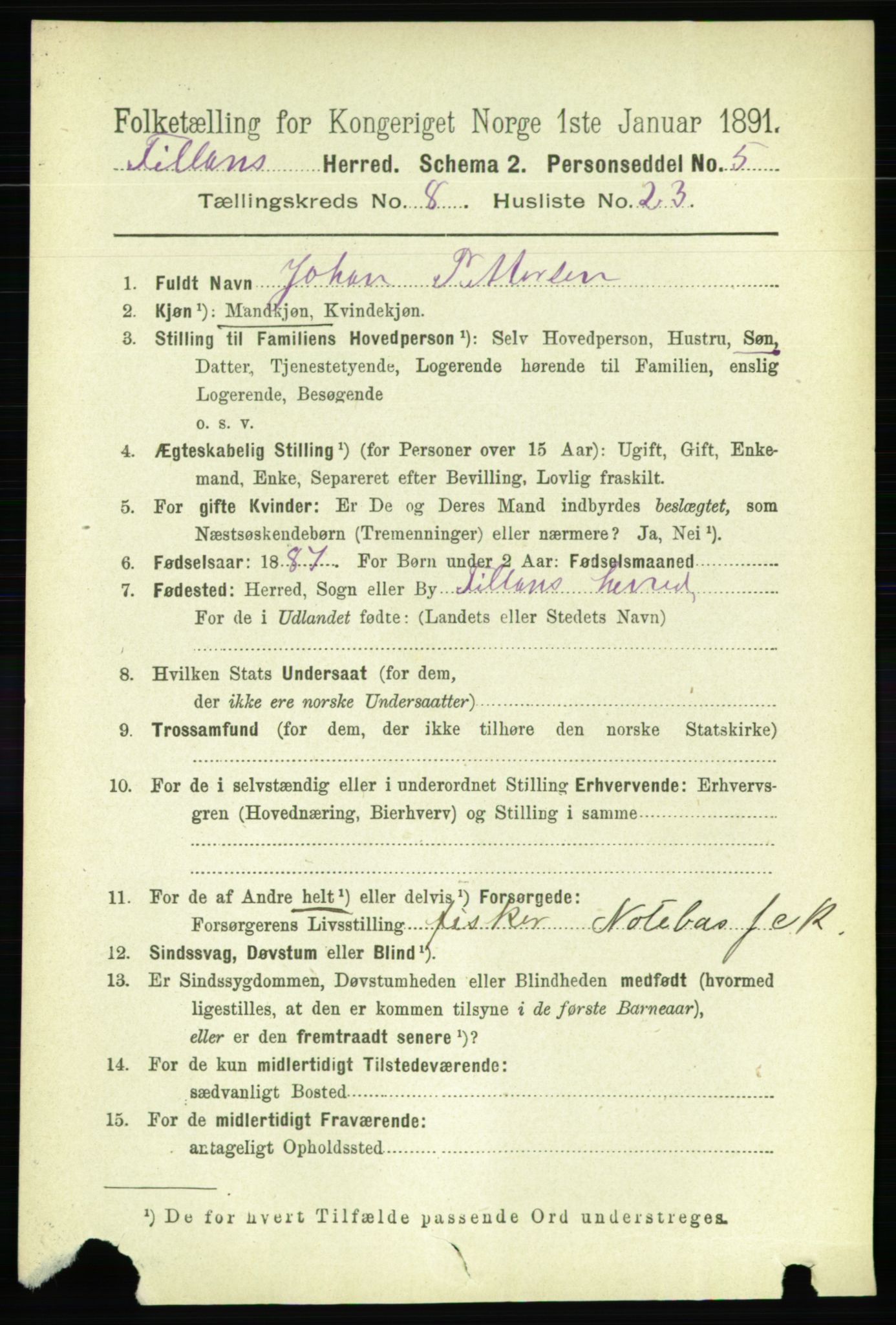 RA, 1891 census for 1616 Fillan, 1891, p. 2019