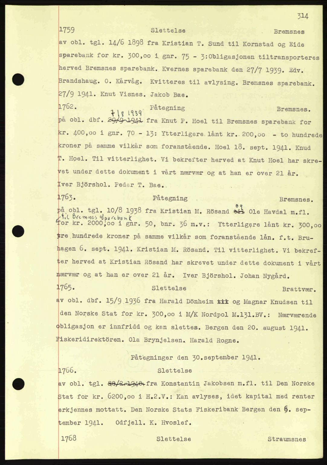 Nordmøre sorenskriveri, AV/SAT-A-4132/1/2/2Ca: Mortgage book no. C81, 1940-1945, Diary no: : 1759/1941