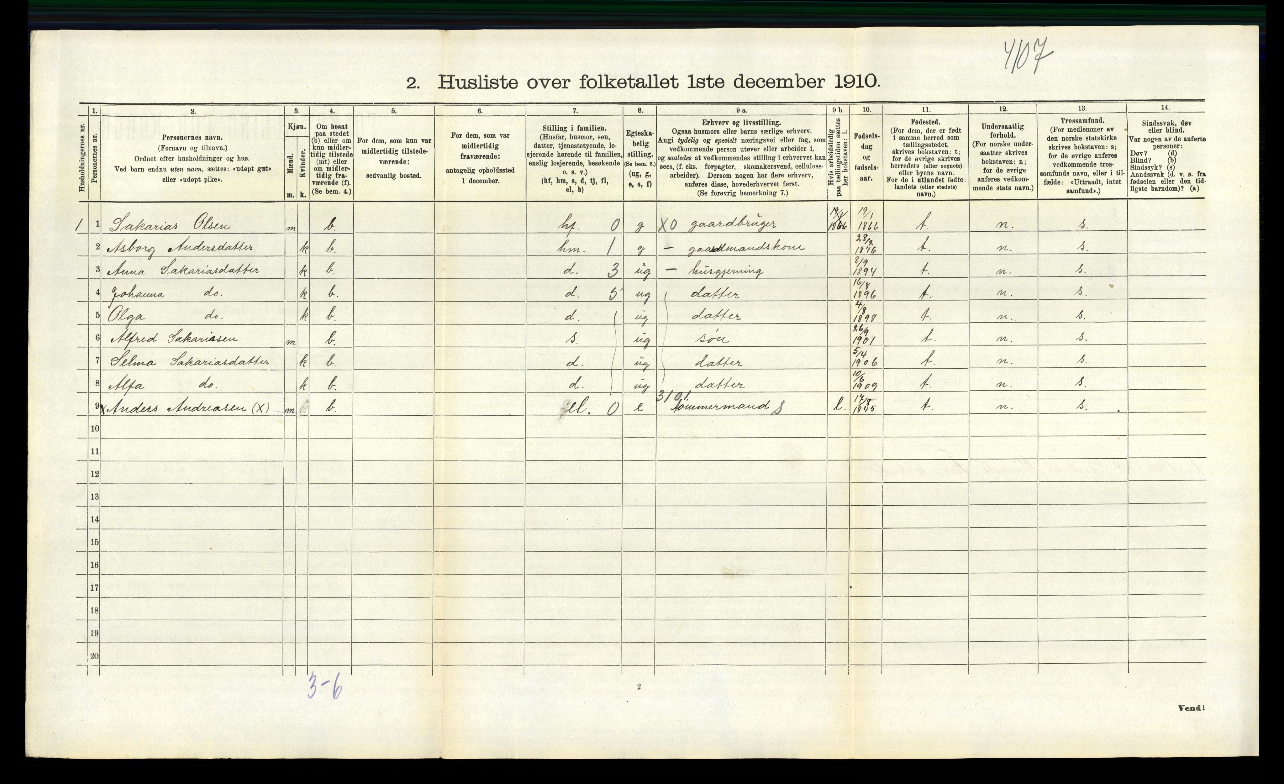 RA, 1910 census for Hægebostad, 1910, p. 330