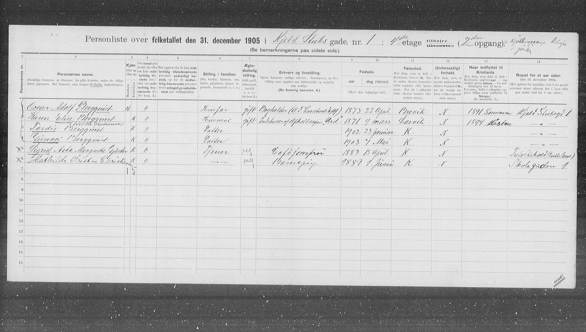 OBA, Municipal Census 1905 for Kristiania, 1905, p. 26894