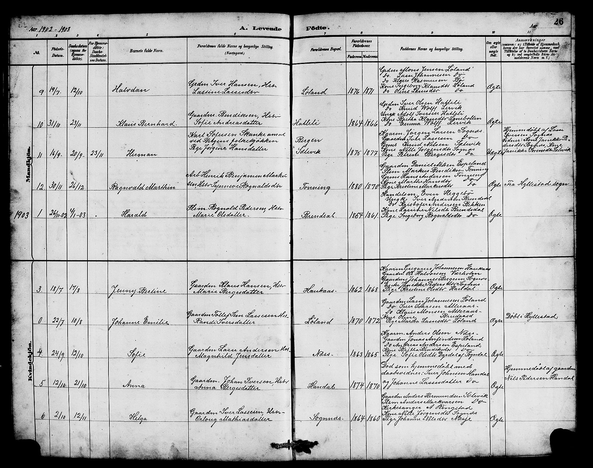 Hyllestad sokneprestembete, SAB/A-80401: Parish register (copy) no. B 2, 1889-1915, p. 26