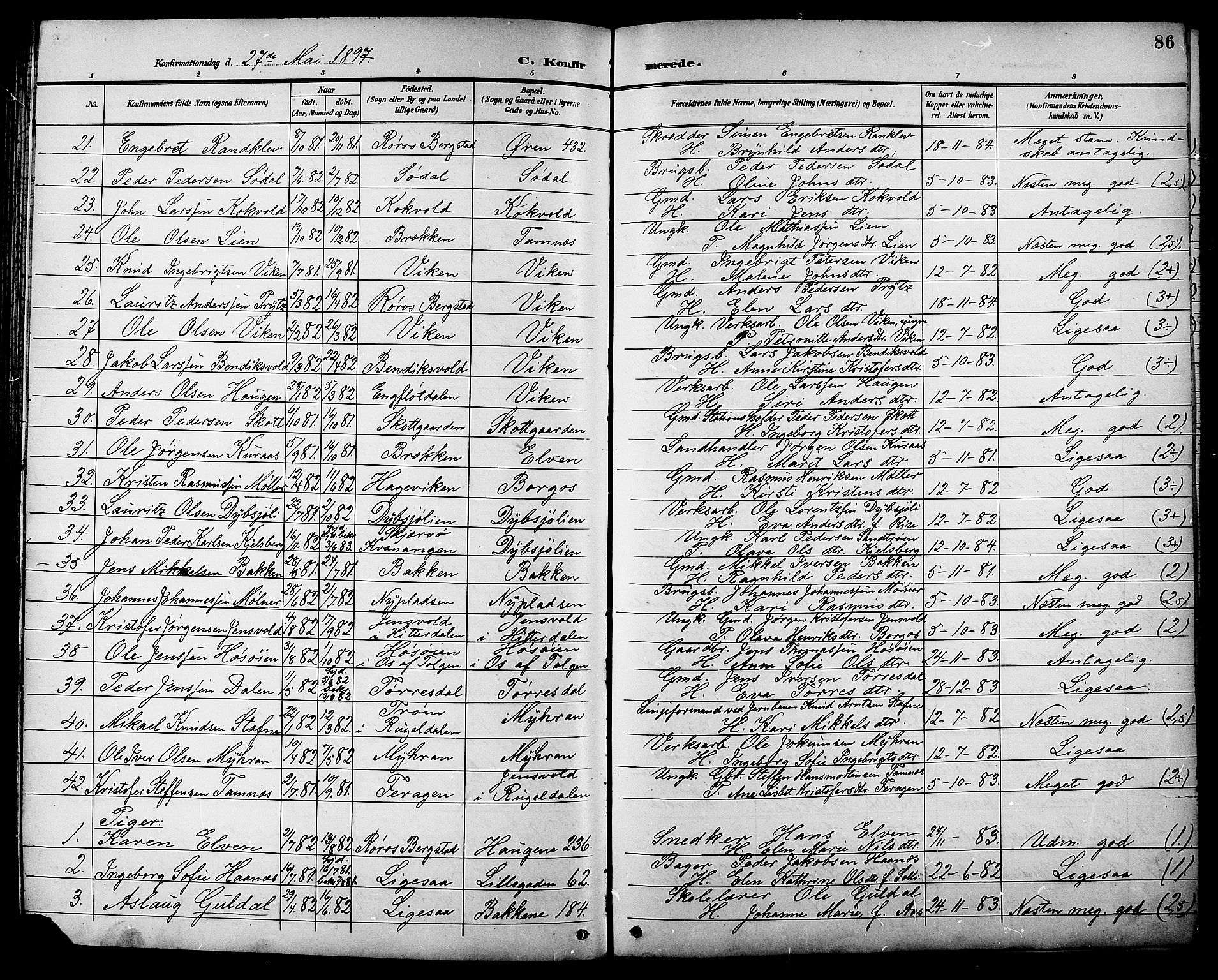 Ministerialprotokoller, klokkerbøker og fødselsregistre - Sør-Trøndelag, SAT/A-1456/681/L0941: Parish register (copy) no. 681C05, 1896-1905, p. 86