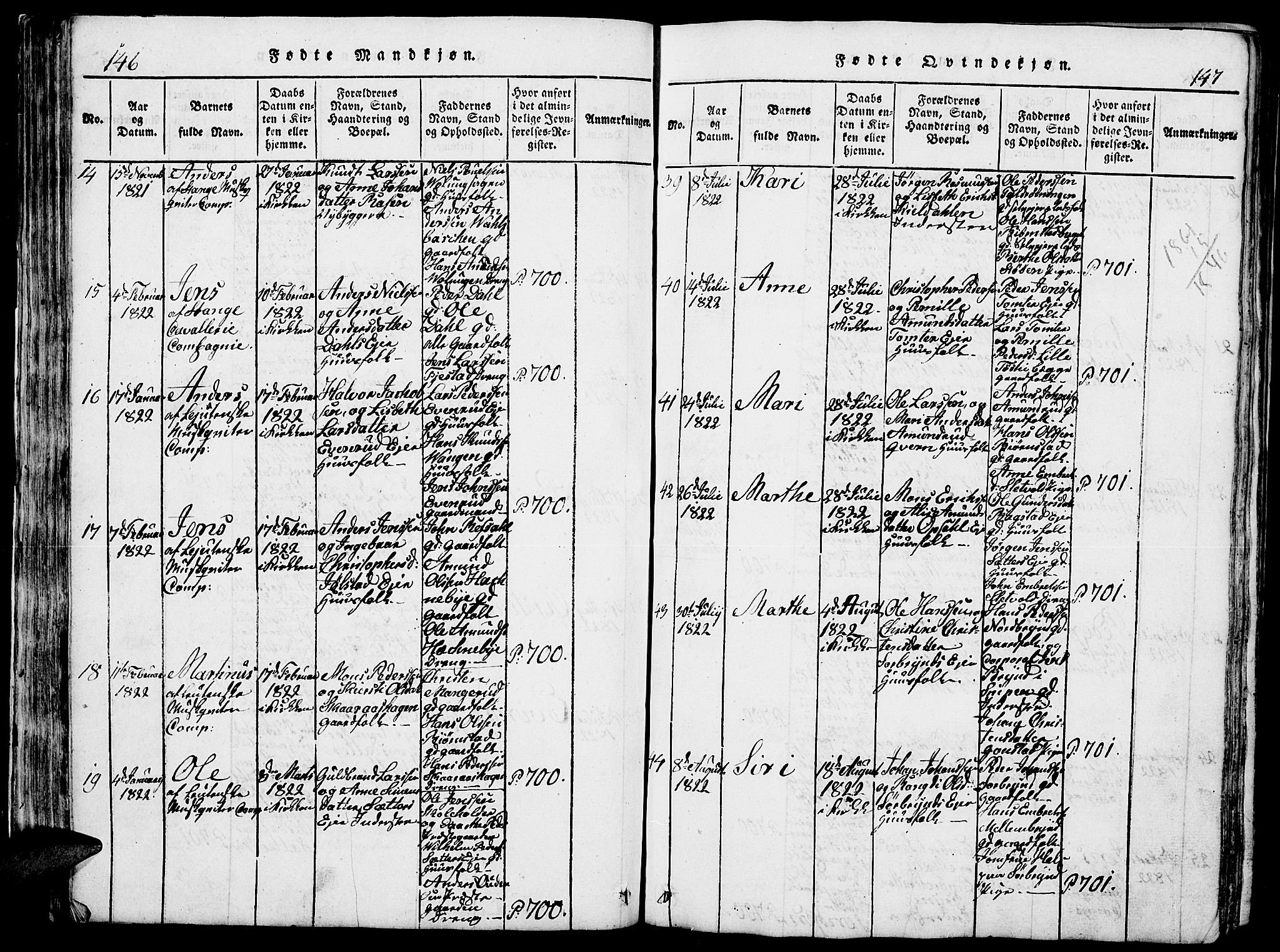 Romedal prestekontor, AV/SAH-PREST-004/L/L0005: Parish register (copy) no. 5, 1814-1829, p. 146-147