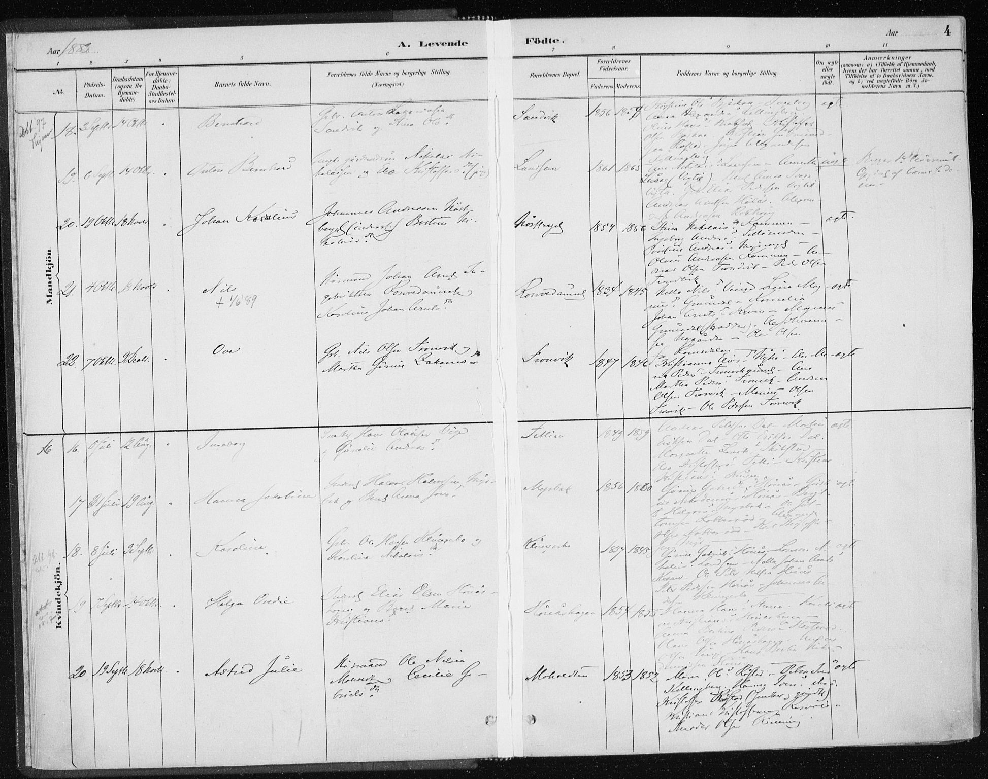 Ministerialprotokoller, klokkerbøker og fødselsregistre - Nord-Trøndelag, SAT/A-1458/701/L0010: Parish register (official) no. 701A10, 1883-1899, p. 4