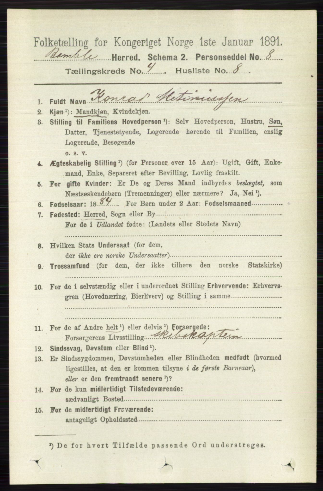 RA, 1891 census for 0814 Bamble, 1891, p. 1854