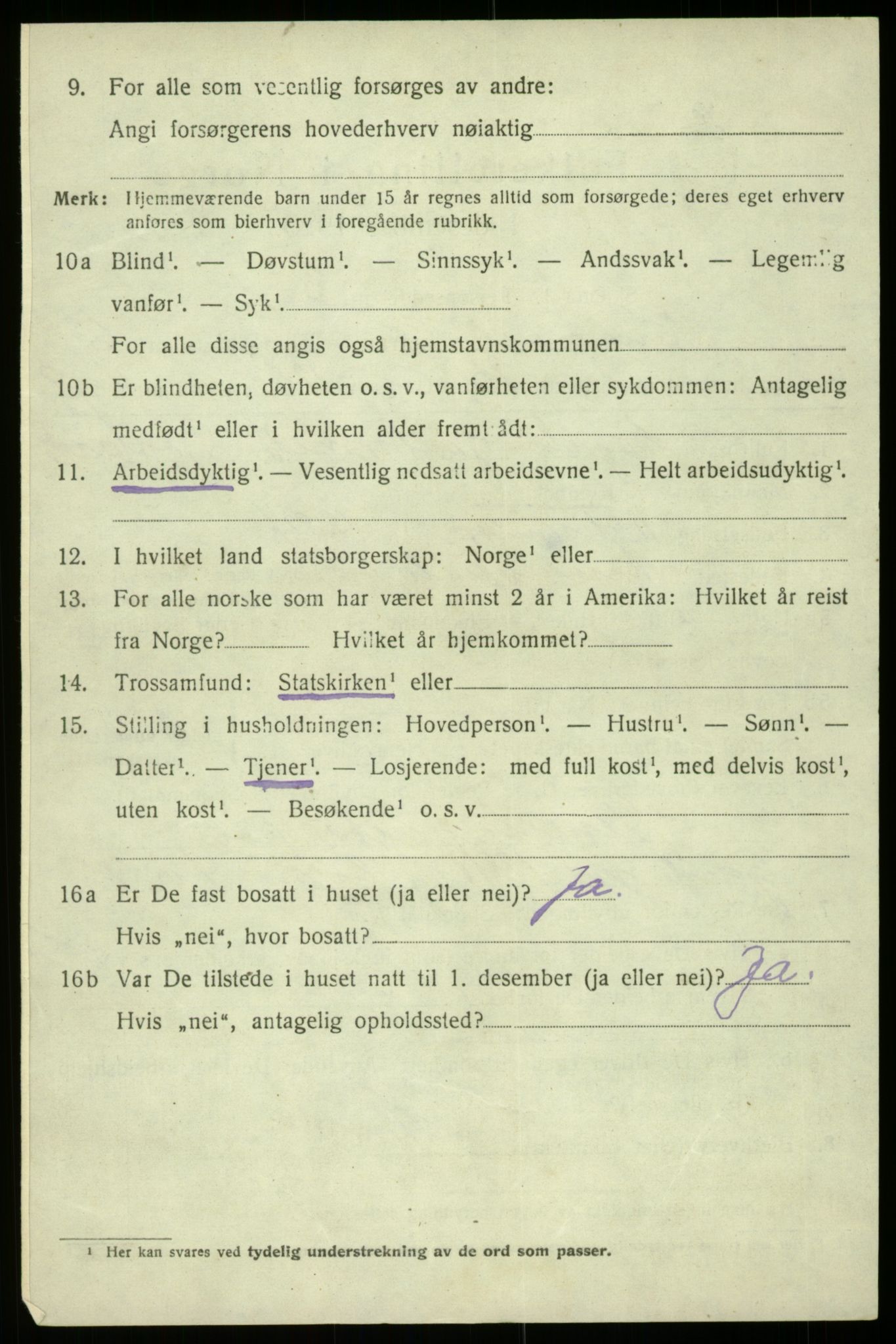 SAB, 1920 census for Kinsarvik, 1920, p. 3151