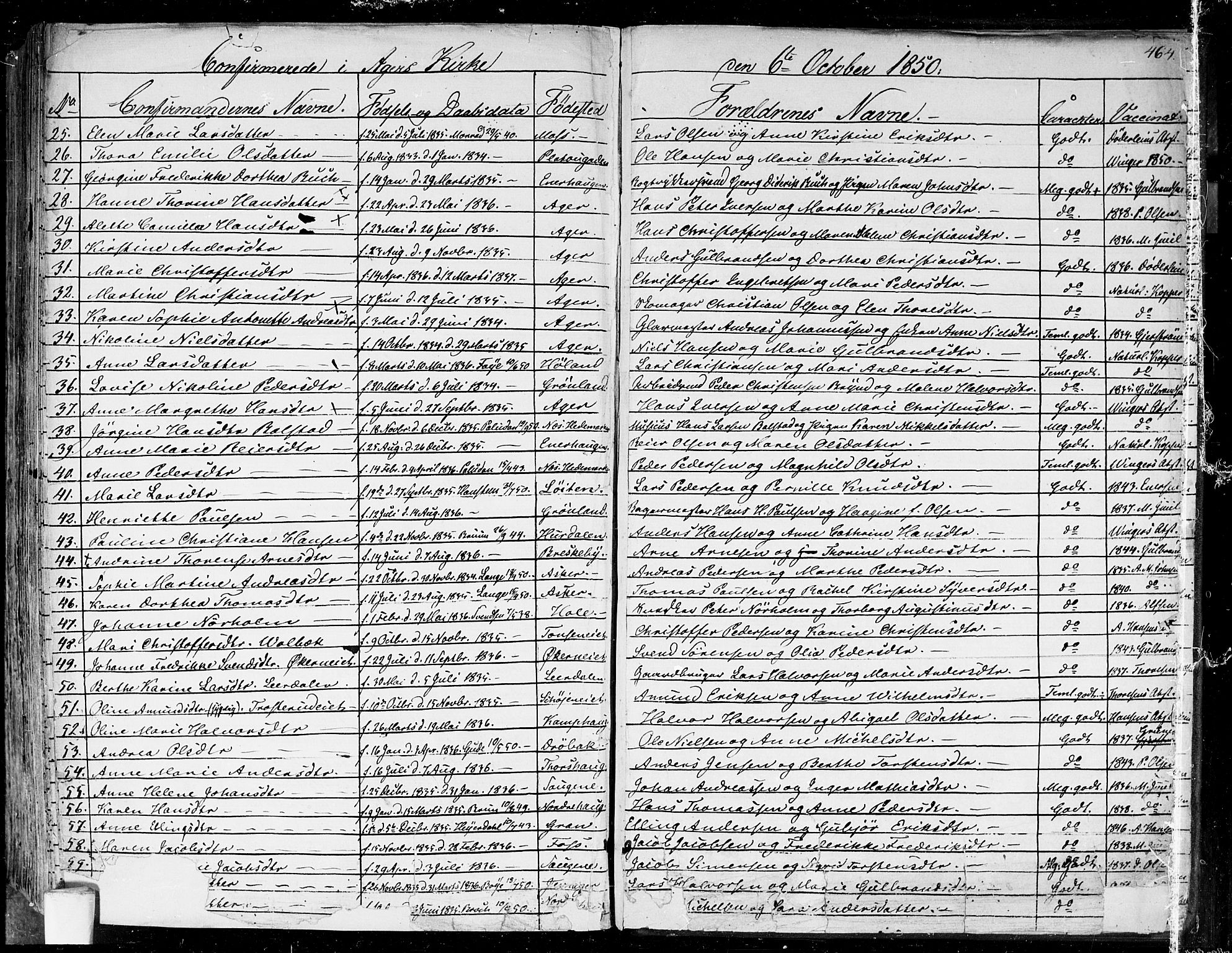 Aker prestekontor kirkebøker, SAO/A-10861/F/L0018: Parish register (official) no. 17, 1829-1852, p. 464