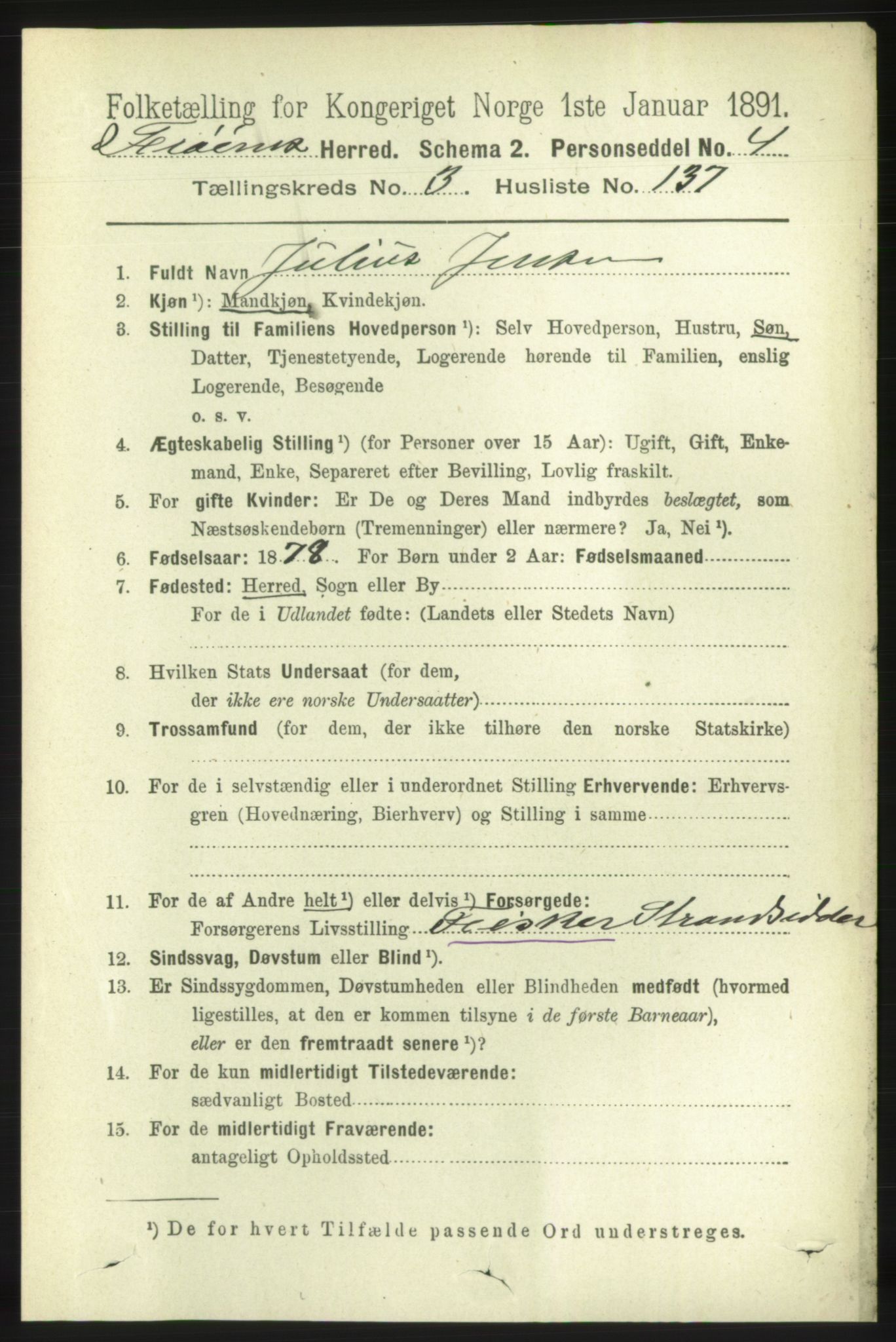 RA, 1891 census for 1619 Frøya, 1891, p. 2865