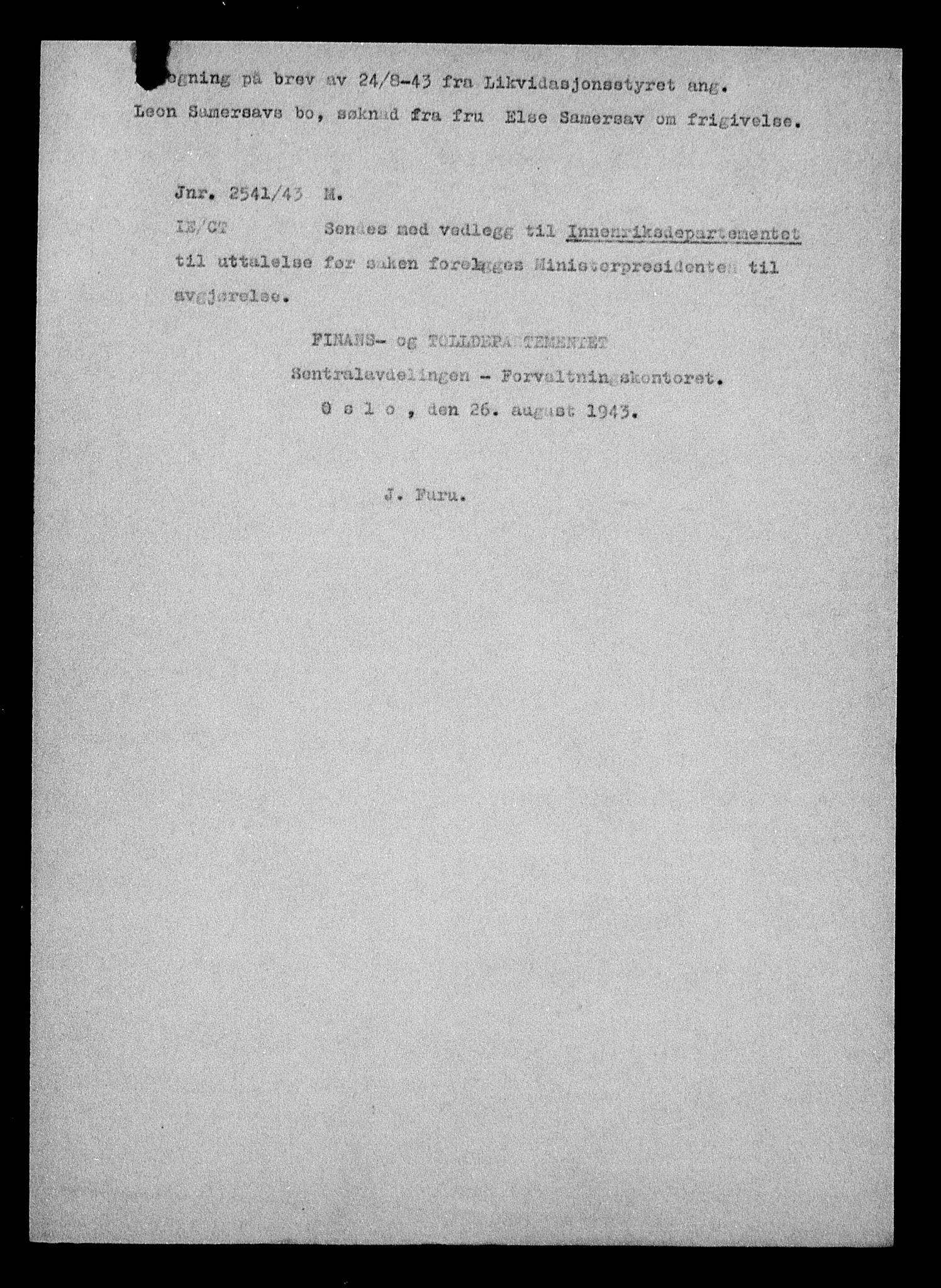 Justisdepartementet, Tilbakeføringskontoret for inndratte formuer, AV/RA-S-1564/H/Hc/Hcc/L0976: --, 1945-1947, p. 611