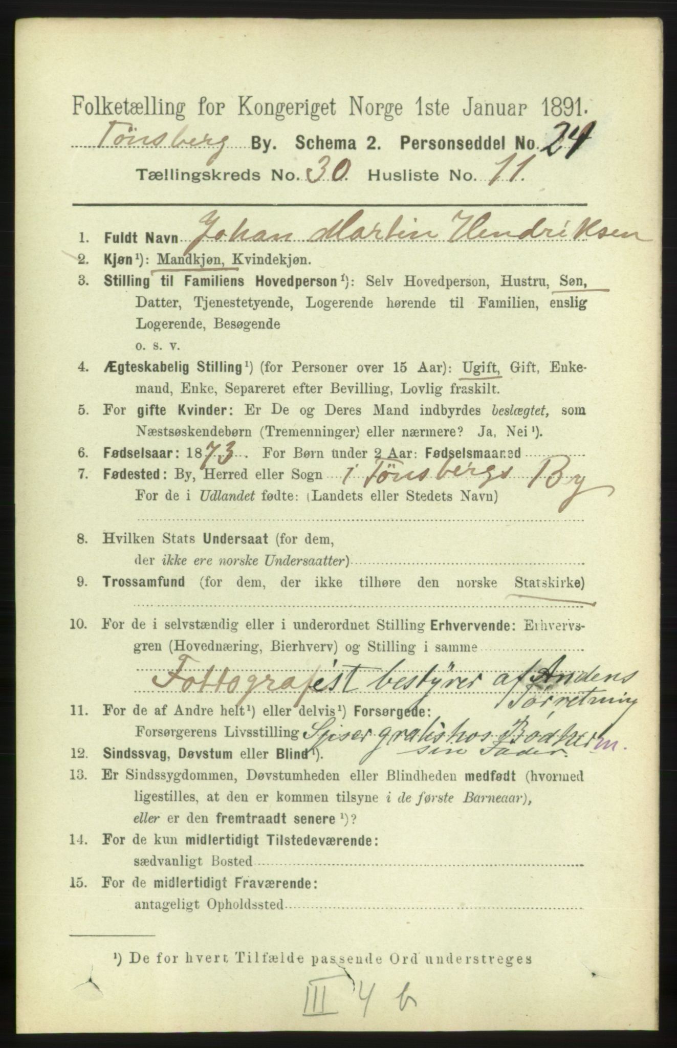 RA, 1891 census for 0705 Tønsberg, 1891, p. 7366