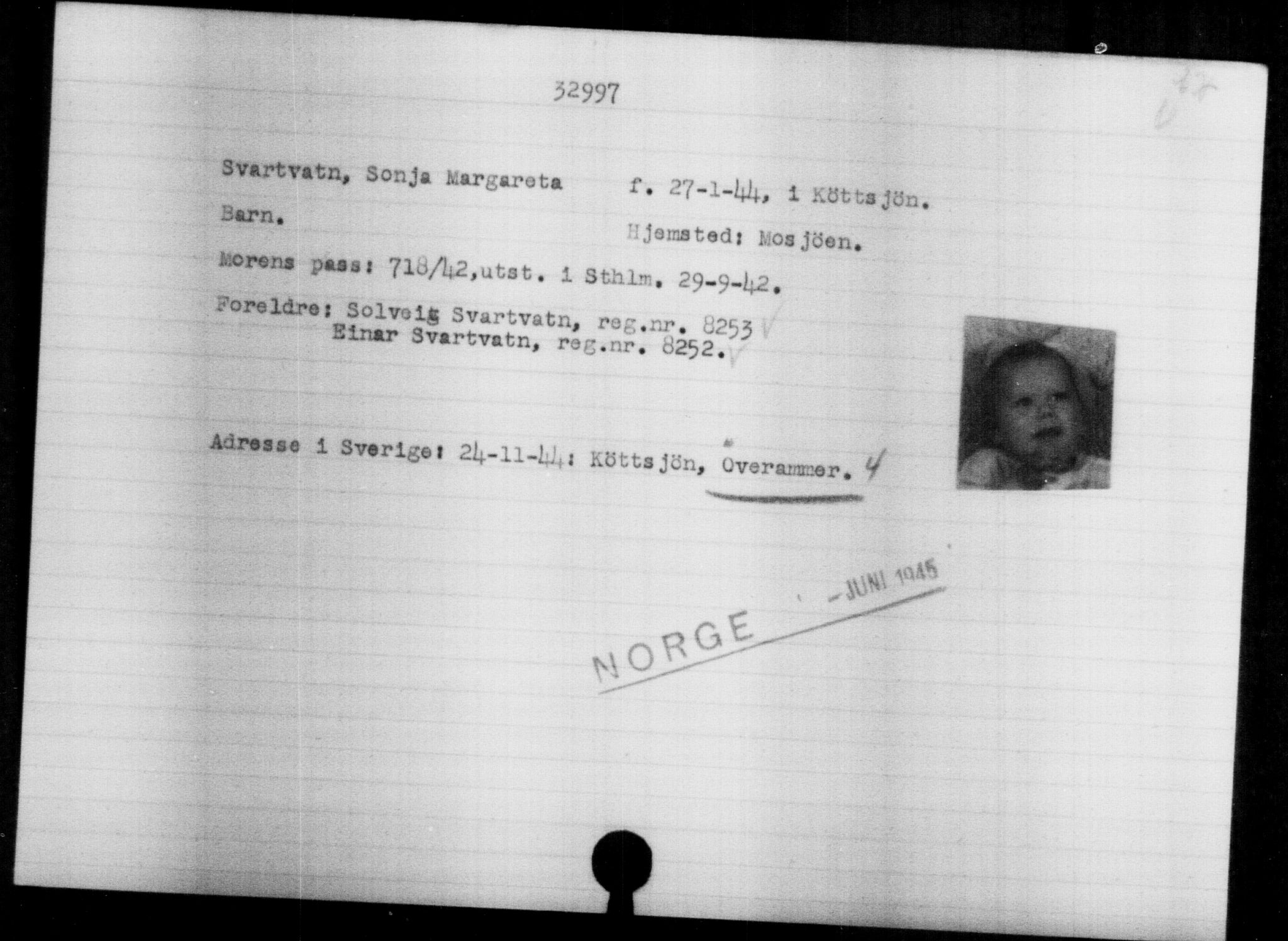 Utenriksstasjonene, Legasjonen i Stockholm, Flyktningkontoret, AV/RA-S-6753/V/Va/L0013: Kjesäterkartoteket, flyktninger med registreringsnr. 31500-34731, 1940-1945, p. 1566