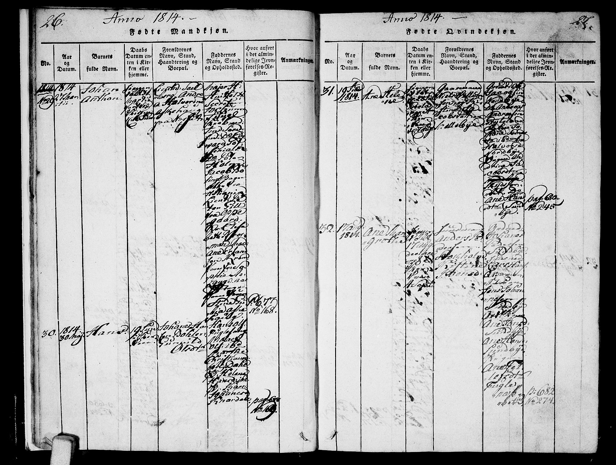 Ås prestekontor Kirkebøker, AV/SAO-A-10894/F/Fa/L0003: Parish register (official) no. I 3, 1814-1818, p. 26-27