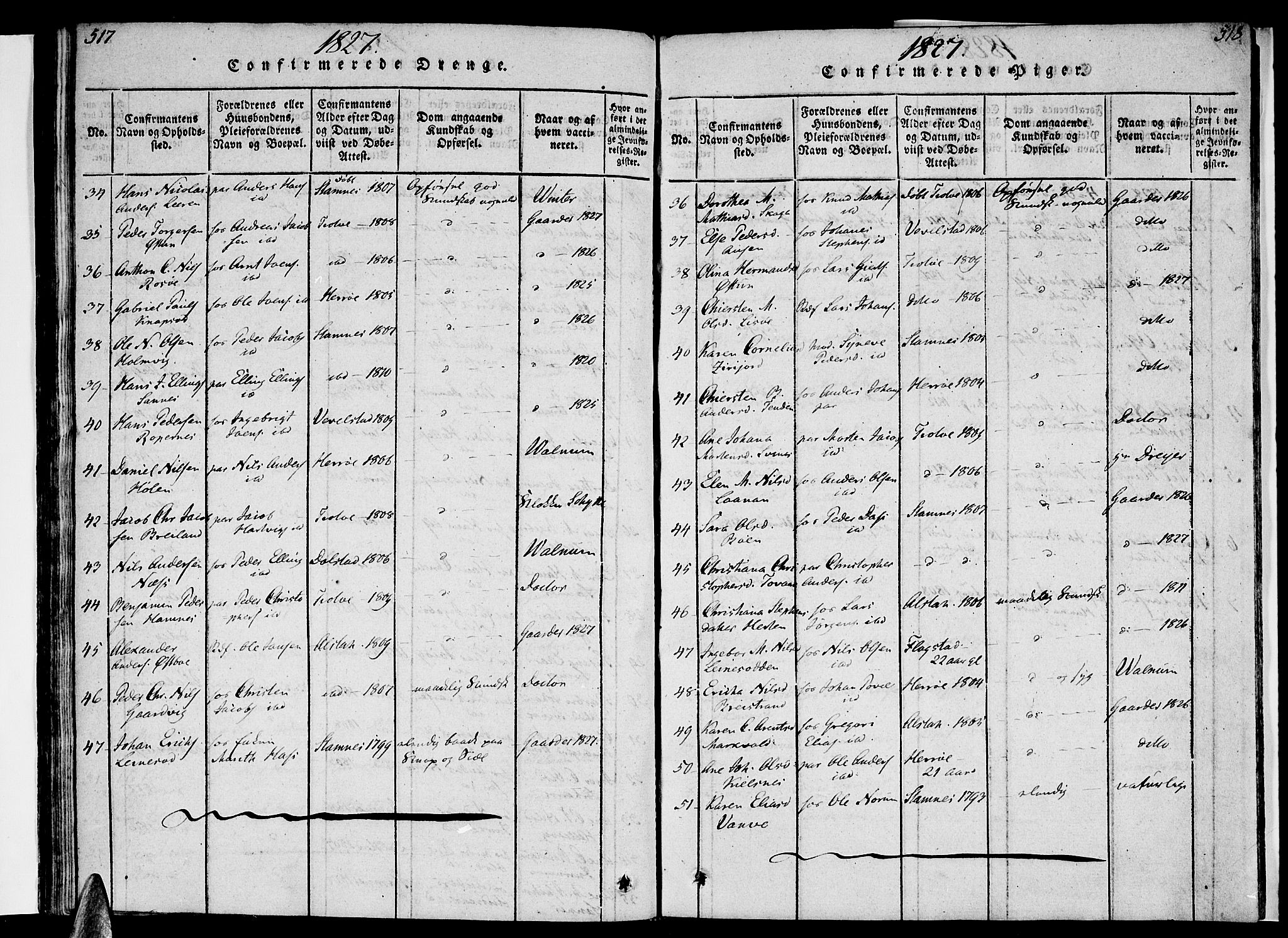 Ministerialprotokoller, klokkerbøker og fødselsregistre - Nordland, AV/SAT-A-1459/830/L0445: Parish register (official) no. 830A09, 1820-1830, p. 517-518