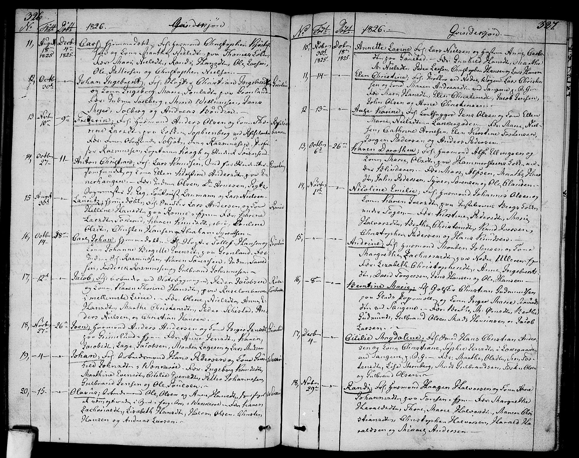 Aker prestekontor kirkebøker, AV/SAO-A-10861/F/L0012: Parish register (official) no. 12, 1819-1828, p. 326-327