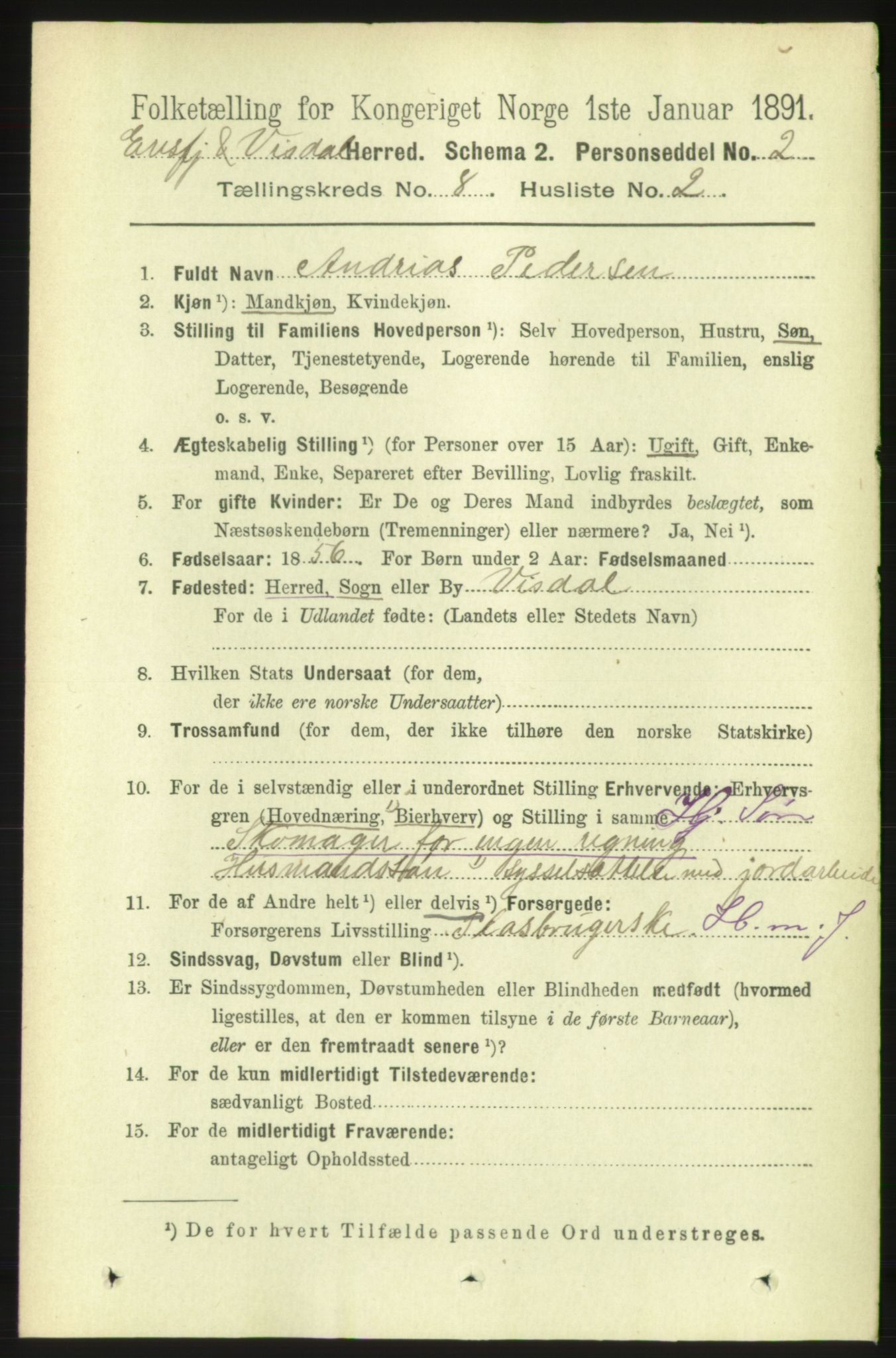 RA, 1891 census for 1542 Eresfjord og Vistdal, 1891, p. 2340