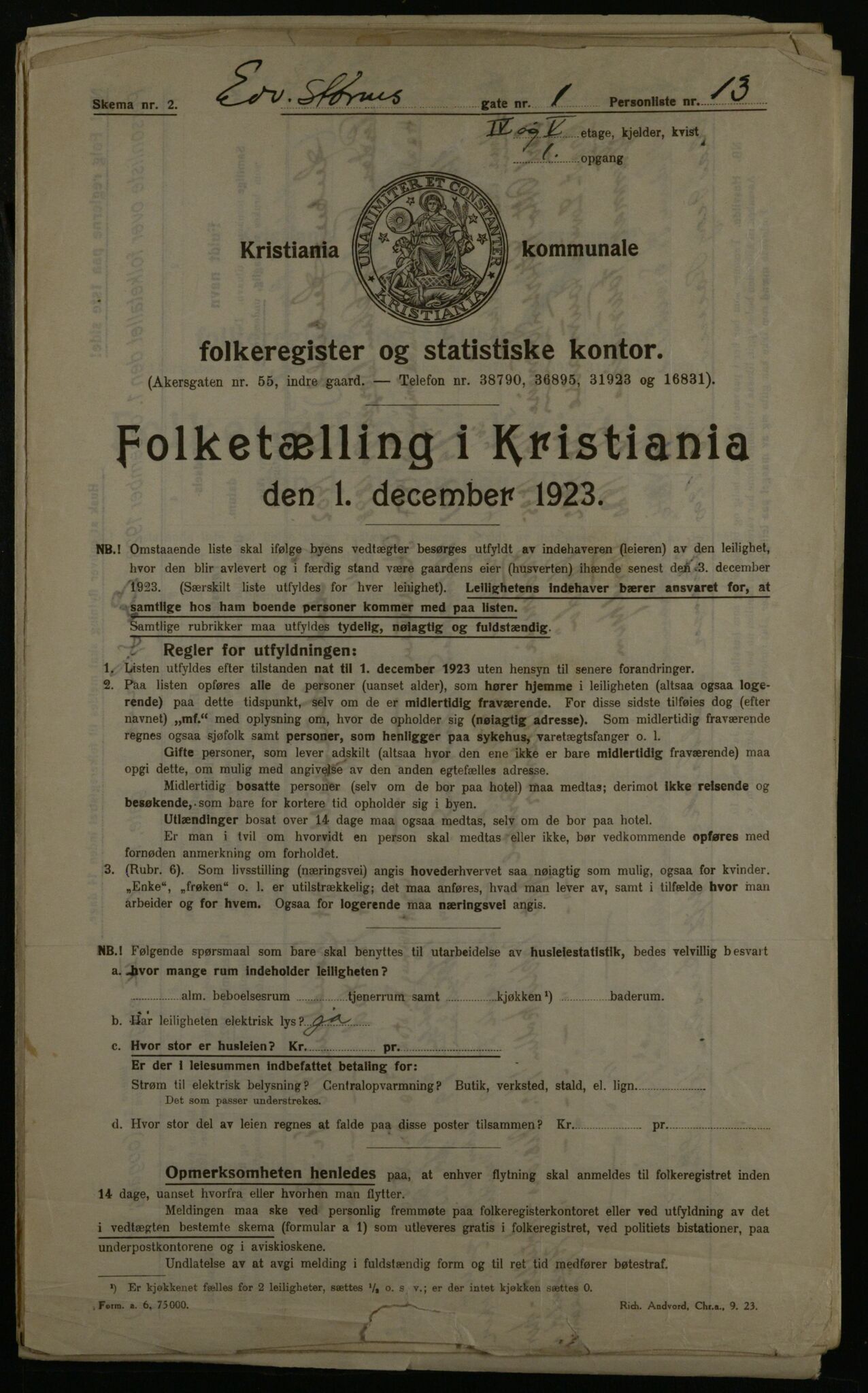 OBA, Municipal Census 1923 for Kristiania, 1923, p. 20886