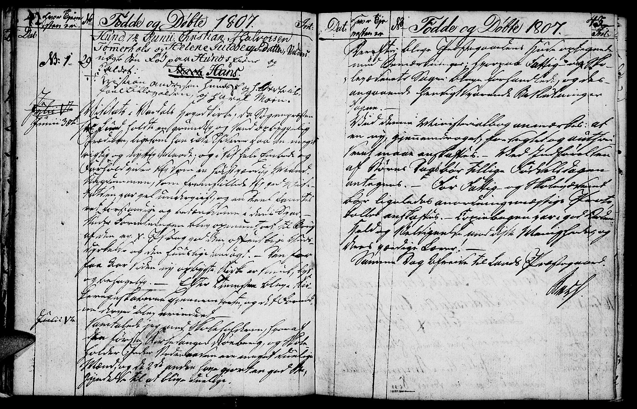 Vardal prestekontor, SAH/PREST-100/H/Ha/Hab/L0003: Parish register (copy) no. 3, 1803-1808, p. 42-43