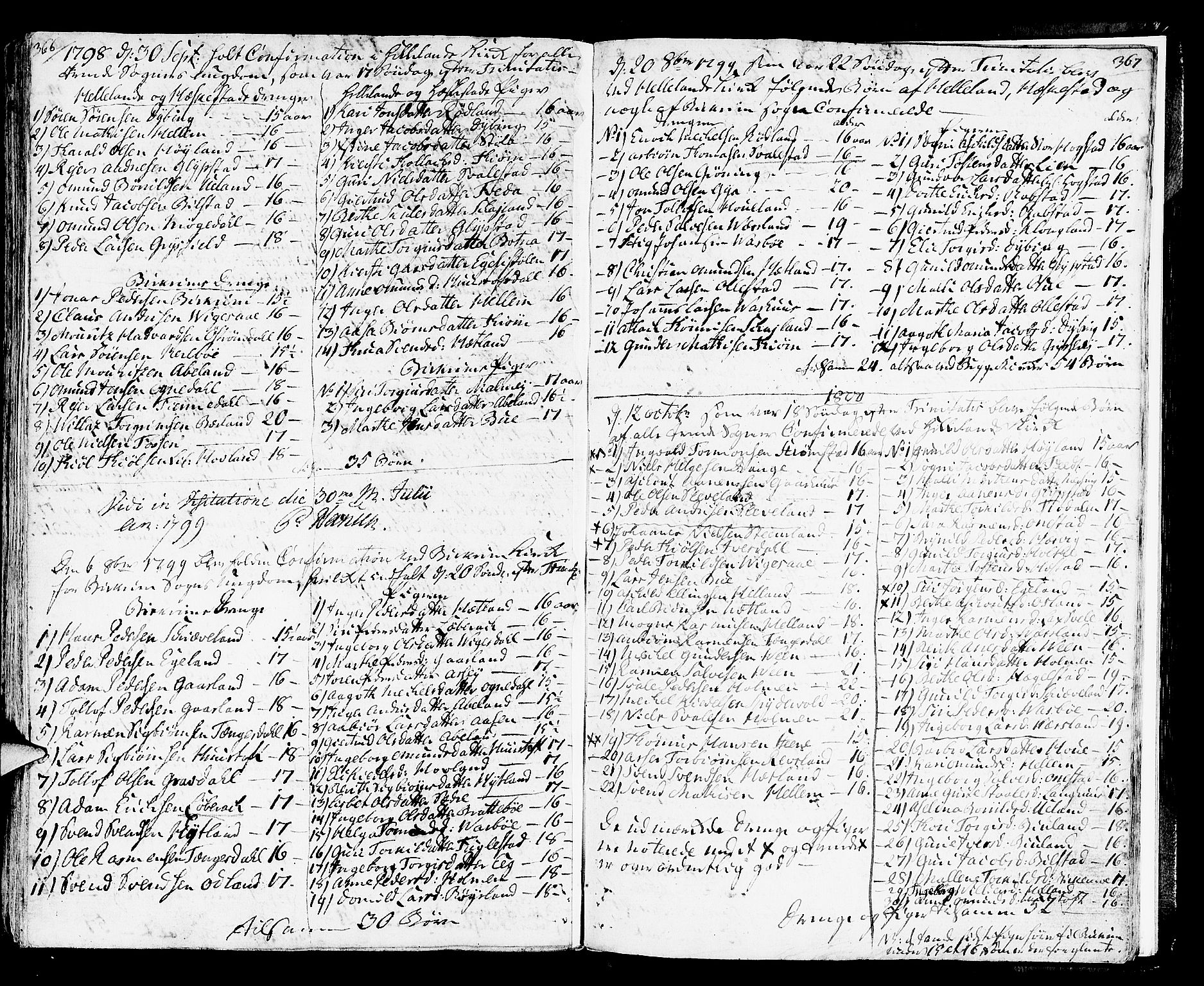 Helleland sokneprestkontor, AV/SAST-A-101810: Parish register (official) no. A 3 /1, 1791-1817, p. 366-367