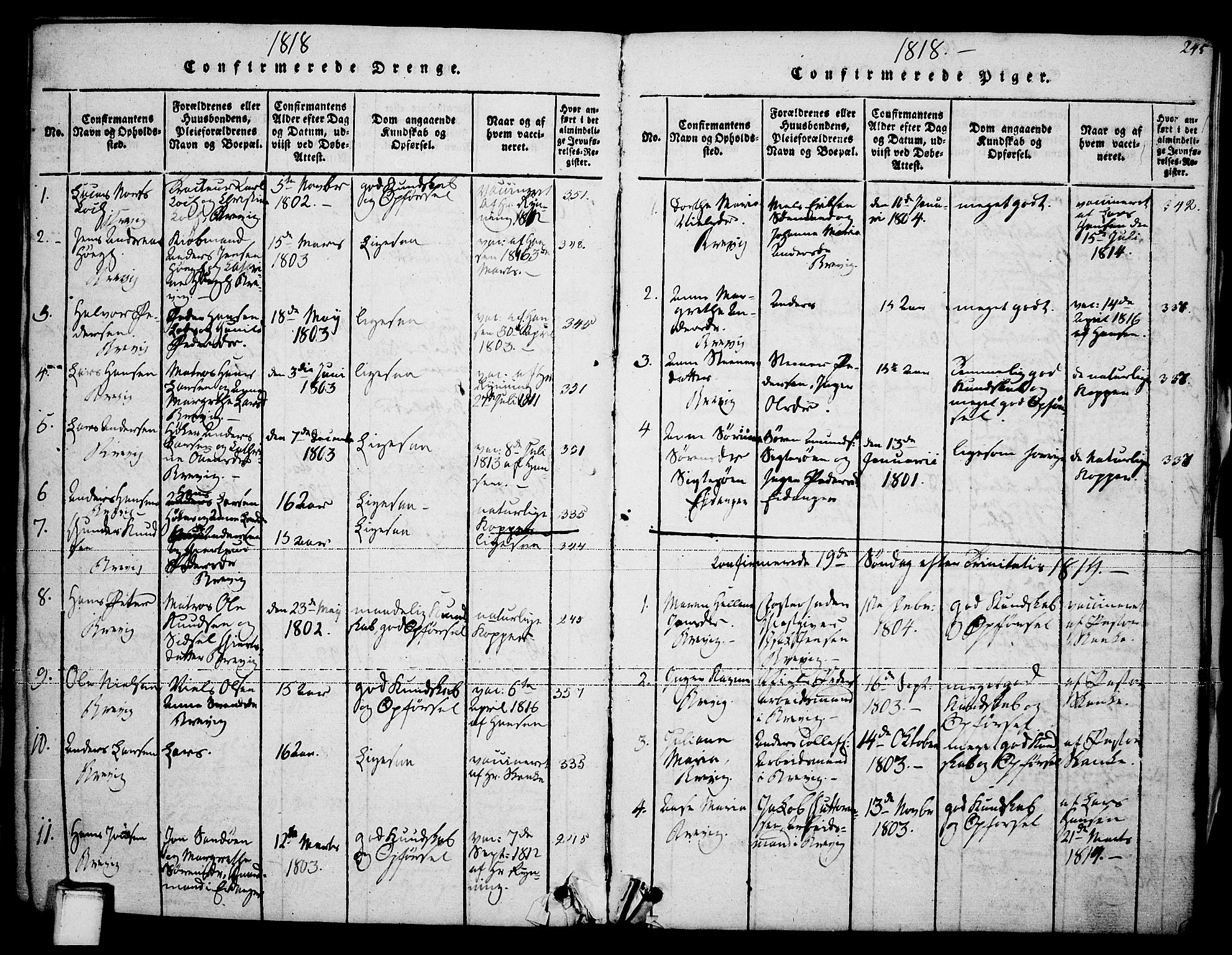 Brevik kirkebøker, SAKO/A-255/F/Fa/L0004: Parish register (official) no. 4, 1814-1846, p. 245