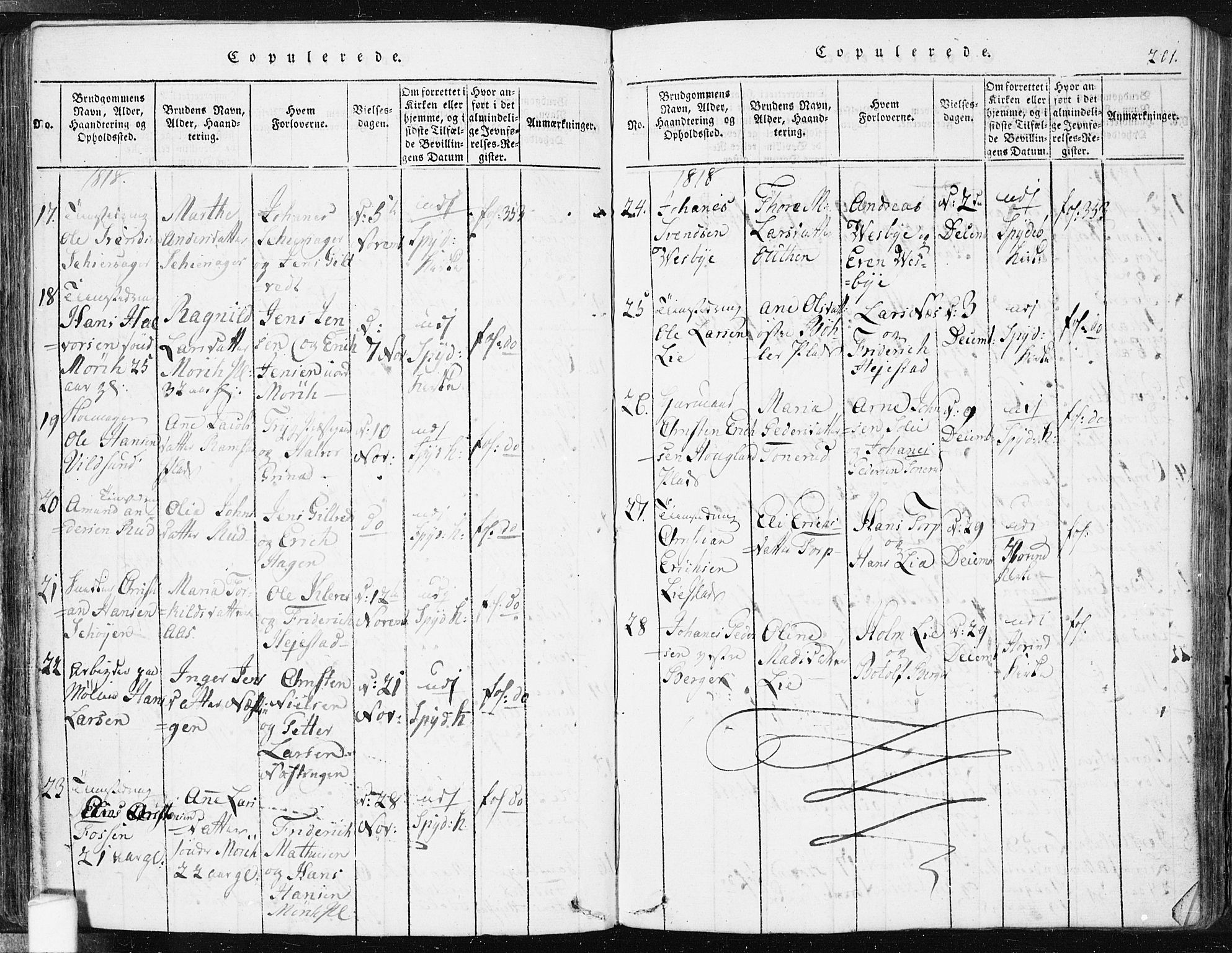 Spydeberg prestekontor Kirkebøker, AV/SAO-A-10924/F/Fa/L0004: Parish register (official) no. I 4, 1814-1841, p. 201