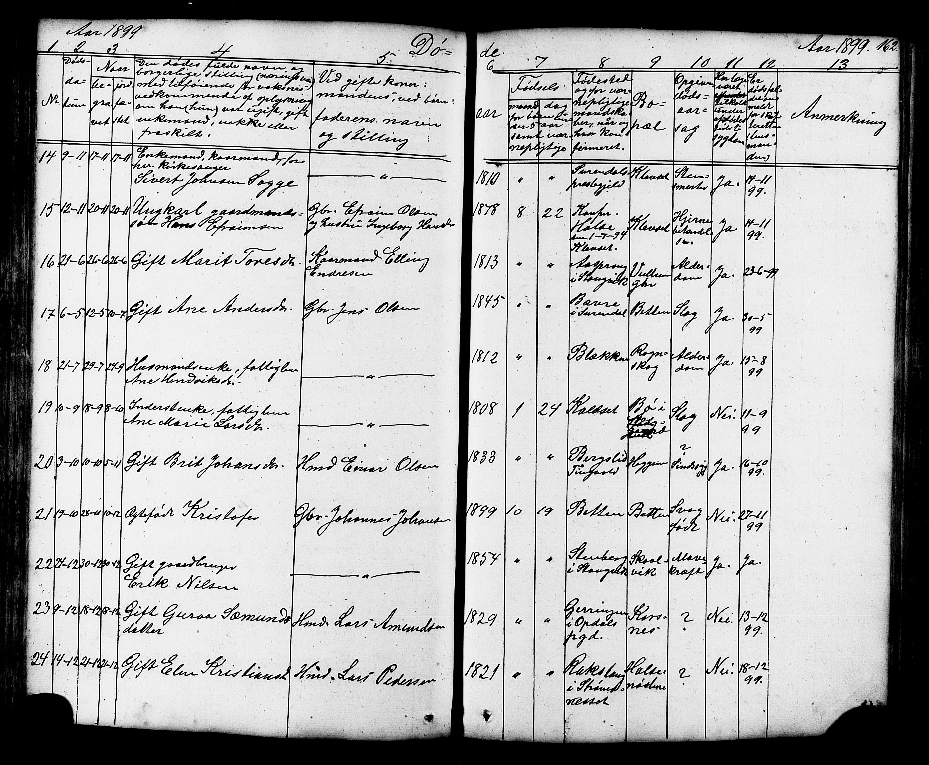 Ministerialprotokoller, klokkerbøker og fødselsregistre - Møre og Romsdal, AV/SAT-A-1454/576/L0890: Parish register (copy) no. 576C01, 1837-1908, p. 162