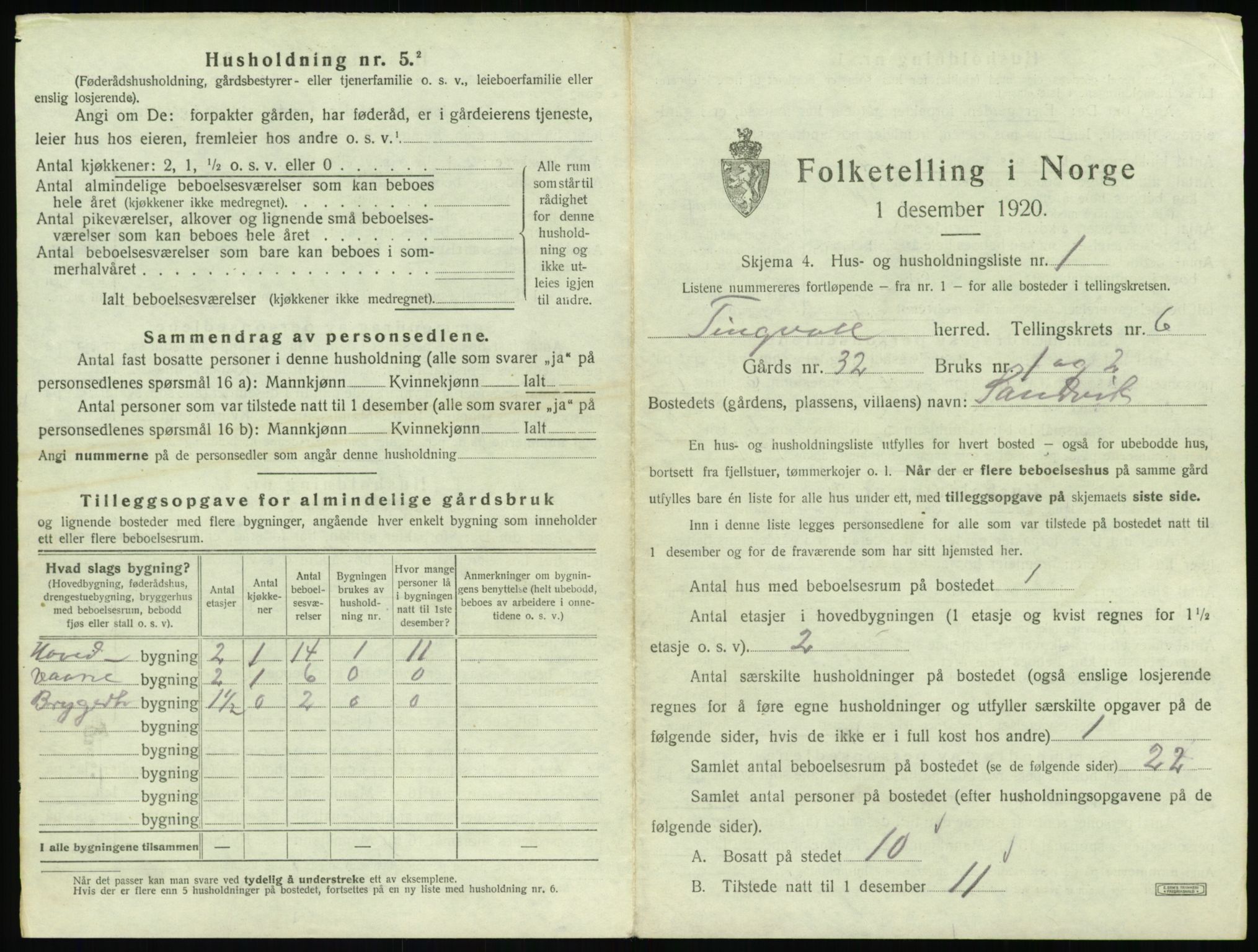 SAT, 1920 census for Tingvoll, 1920, p. 296