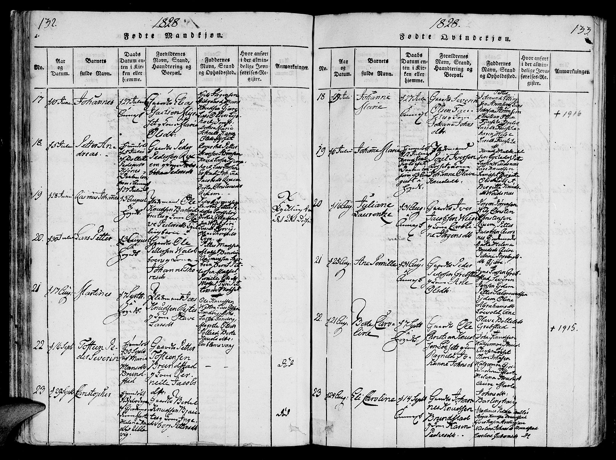 Ministerialprotokoller, klokkerbøker og fødselsregistre - Møre og Romsdal, AV/SAT-A-1454/522/L0310: Parish register (official) no. 522A05, 1816-1832, p. 132-133