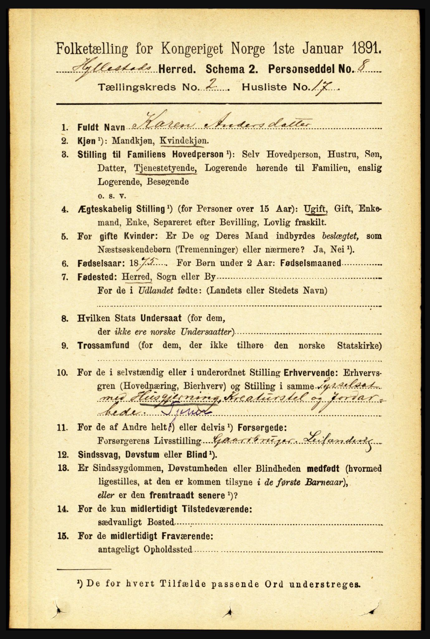 RA, 1891 census for 1413 Hyllestad, 1891, p. 237