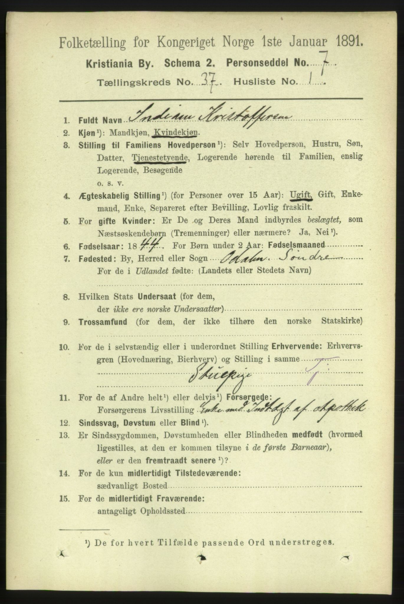 RA, 1891 census for 0301 Kristiania, 1891, p. 20439