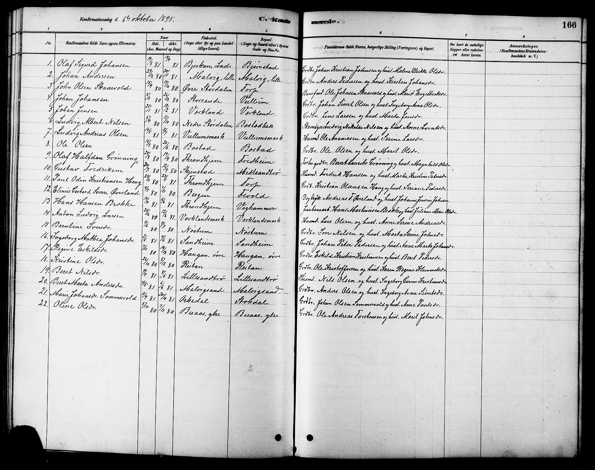 Ministerialprotokoller, klokkerbøker og fødselsregistre - Sør-Trøndelag, SAT/A-1456/616/L0423: Parish register (copy) no. 616C06, 1878-1903, p. 166