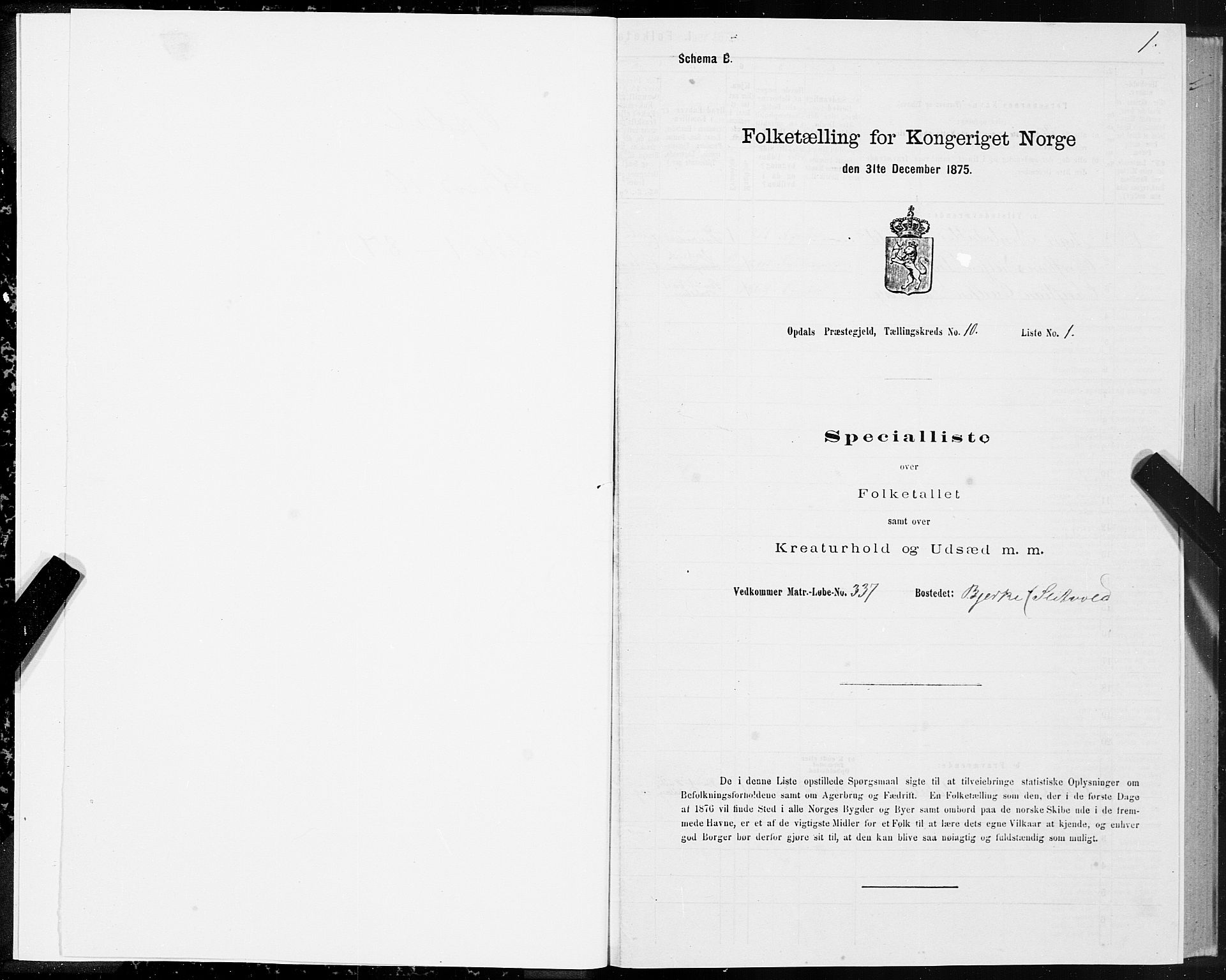 SAT, 1875 census for 1634P Oppdal, 1875, p. 7001