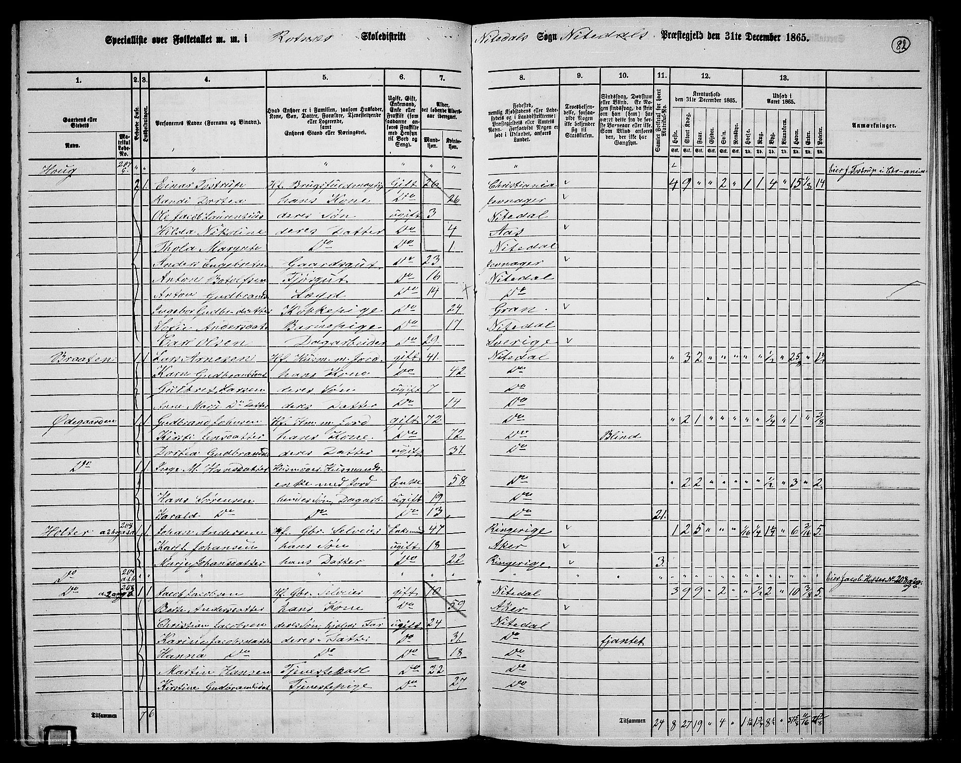 RA, 1865 census for Nittedal, 1865, p. 73