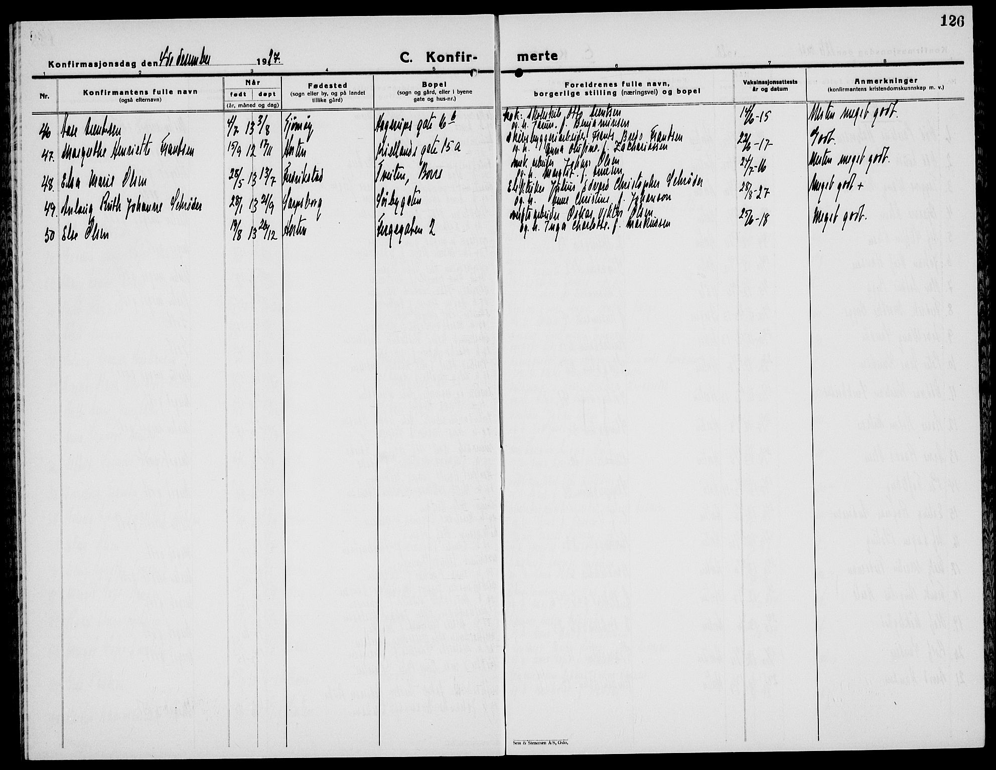 Horten kirkebøker, AV/SAKO-A-348/G/Ga/L0009: Parish register (copy) no. 9, 1926-1936, p. 126