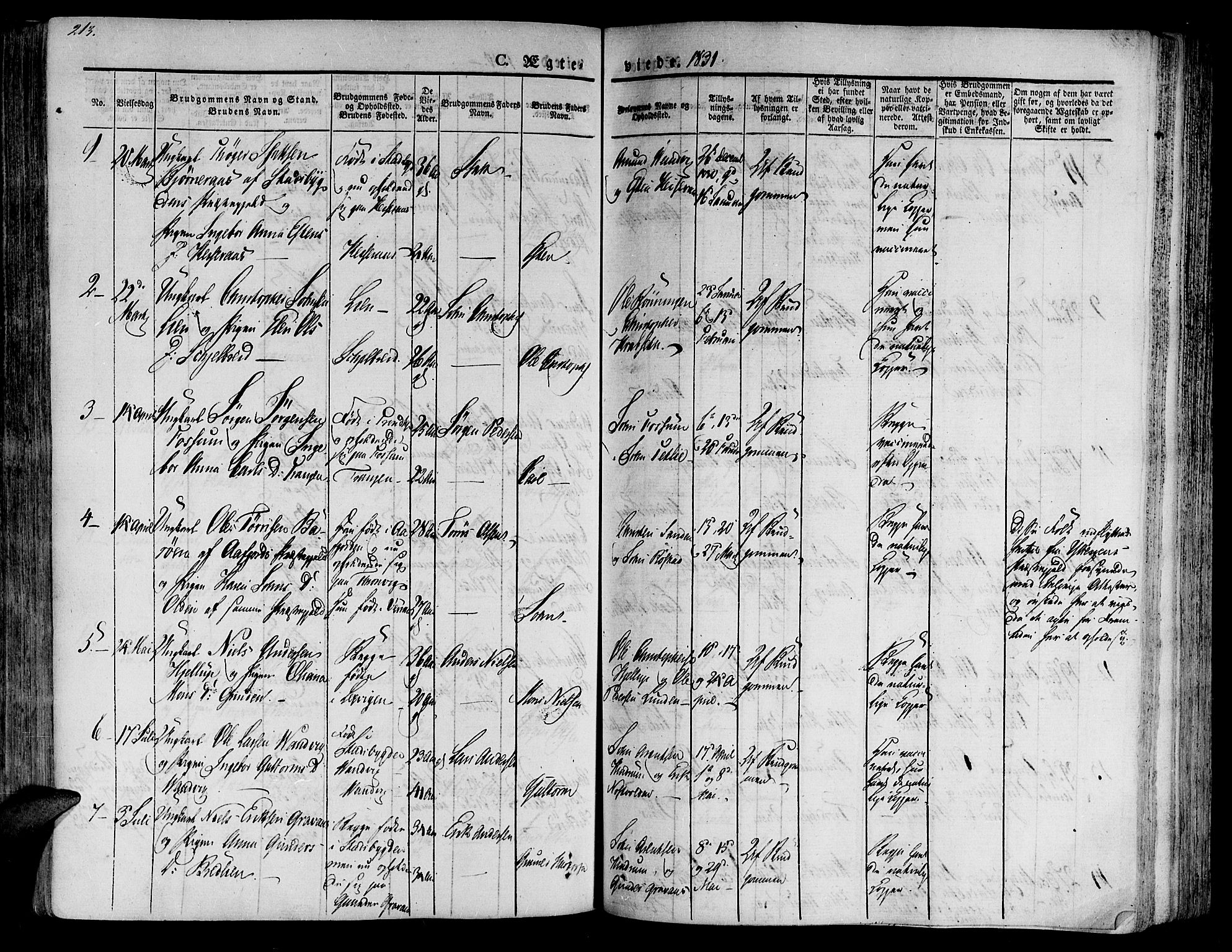 Ministerialprotokoller, klokkerbøker og fødselsregistre - Nord-Trøndelag, SAT/A-1458/701/L0006: Parish register (official) no. 701A06, 1825-1841, p. 213