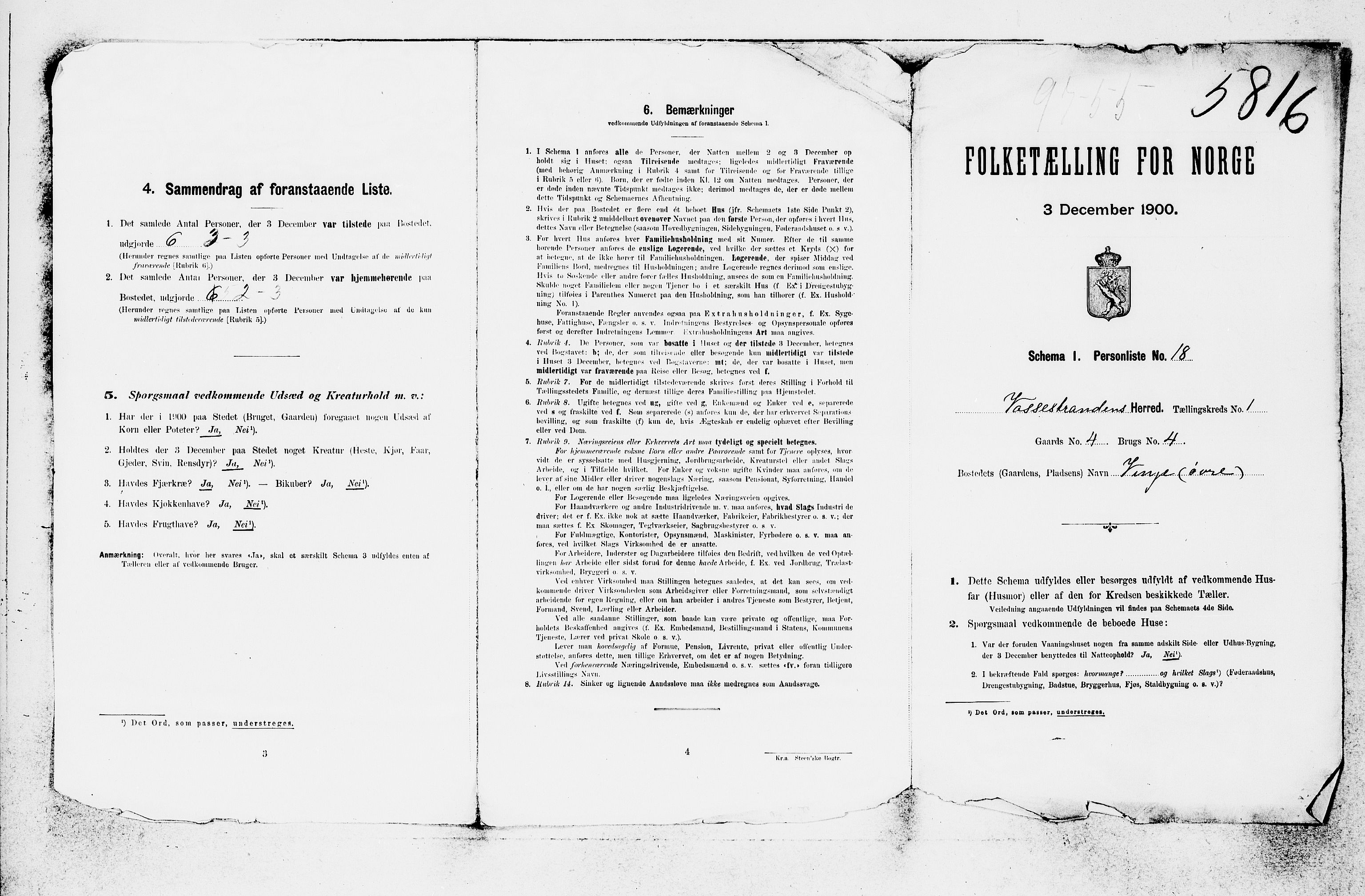 SAB, 1900 census for Vossestrand, 1900, p. 16