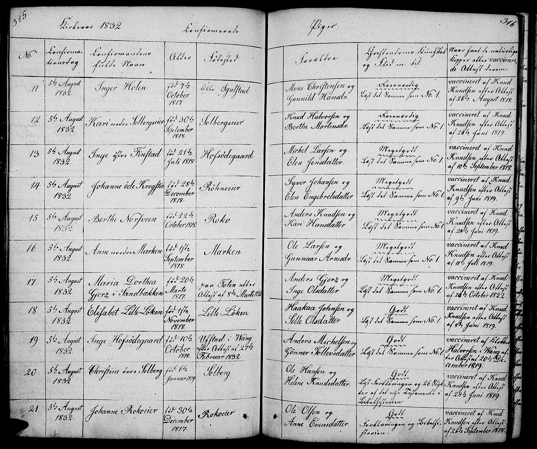 Løten prestekontor, AV/SAH-PREST-022/L/La/L0002: Parish register (copy) no. 2, 1832-1850, p. 315-316