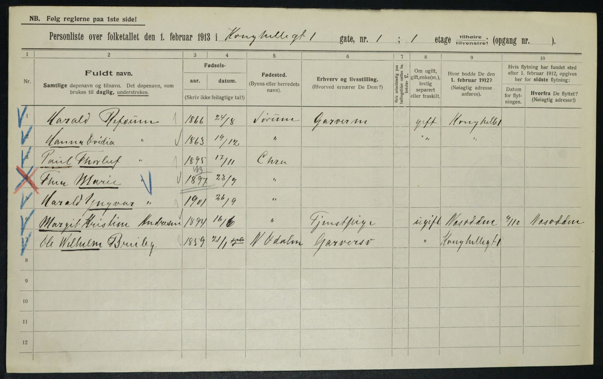 OBA, Municipal Census 1913 for Kristiania, 1913, p. 52383