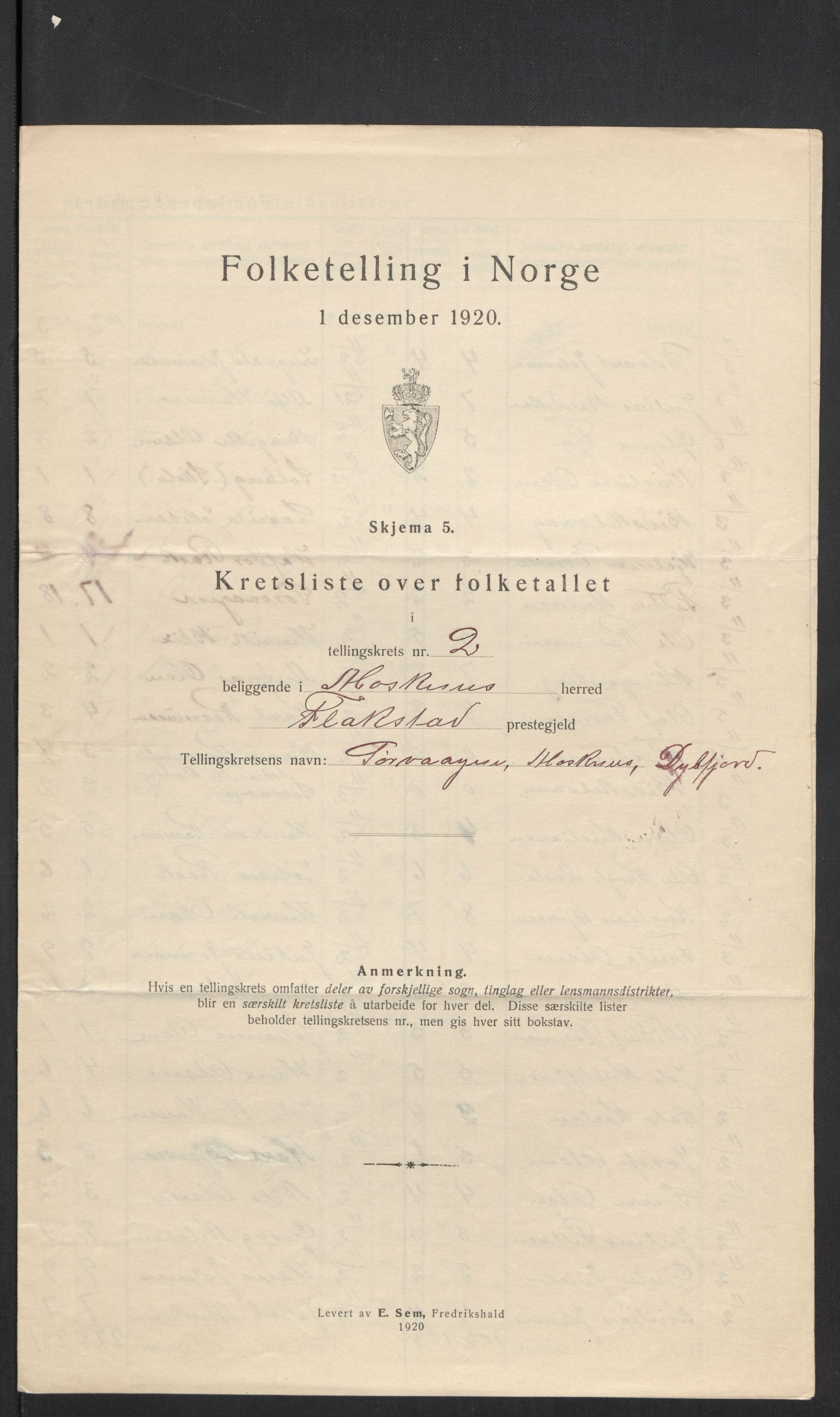 SAT, 1920 census for Moskenes, 1920, p. 9