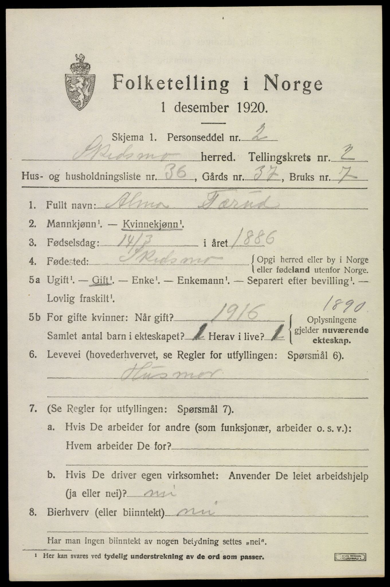 SAO, 1920 census for Skedsmo, 1920, p. 2969