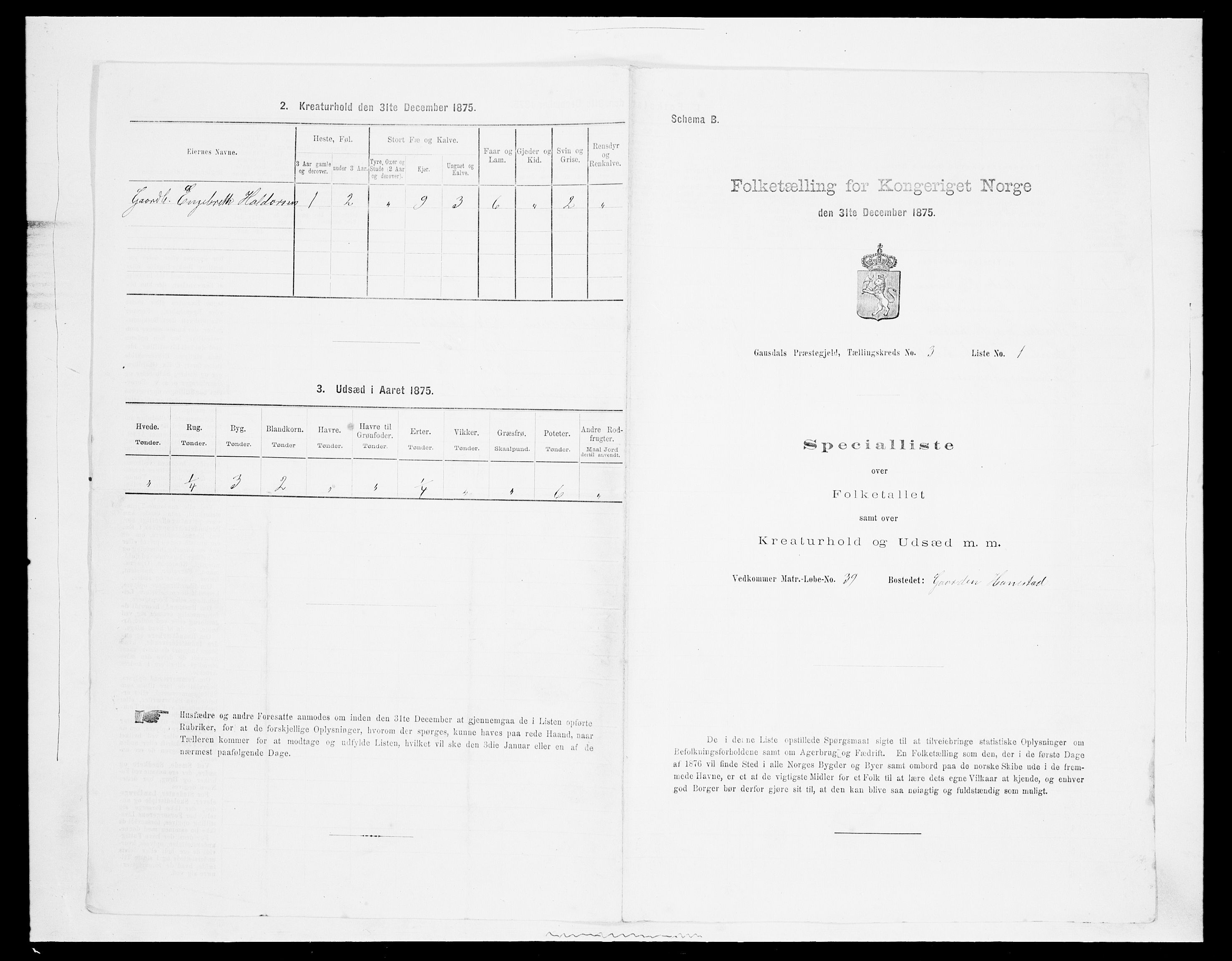 SAH, 1875 census for 0522P Gausdal, 1875, p. 526