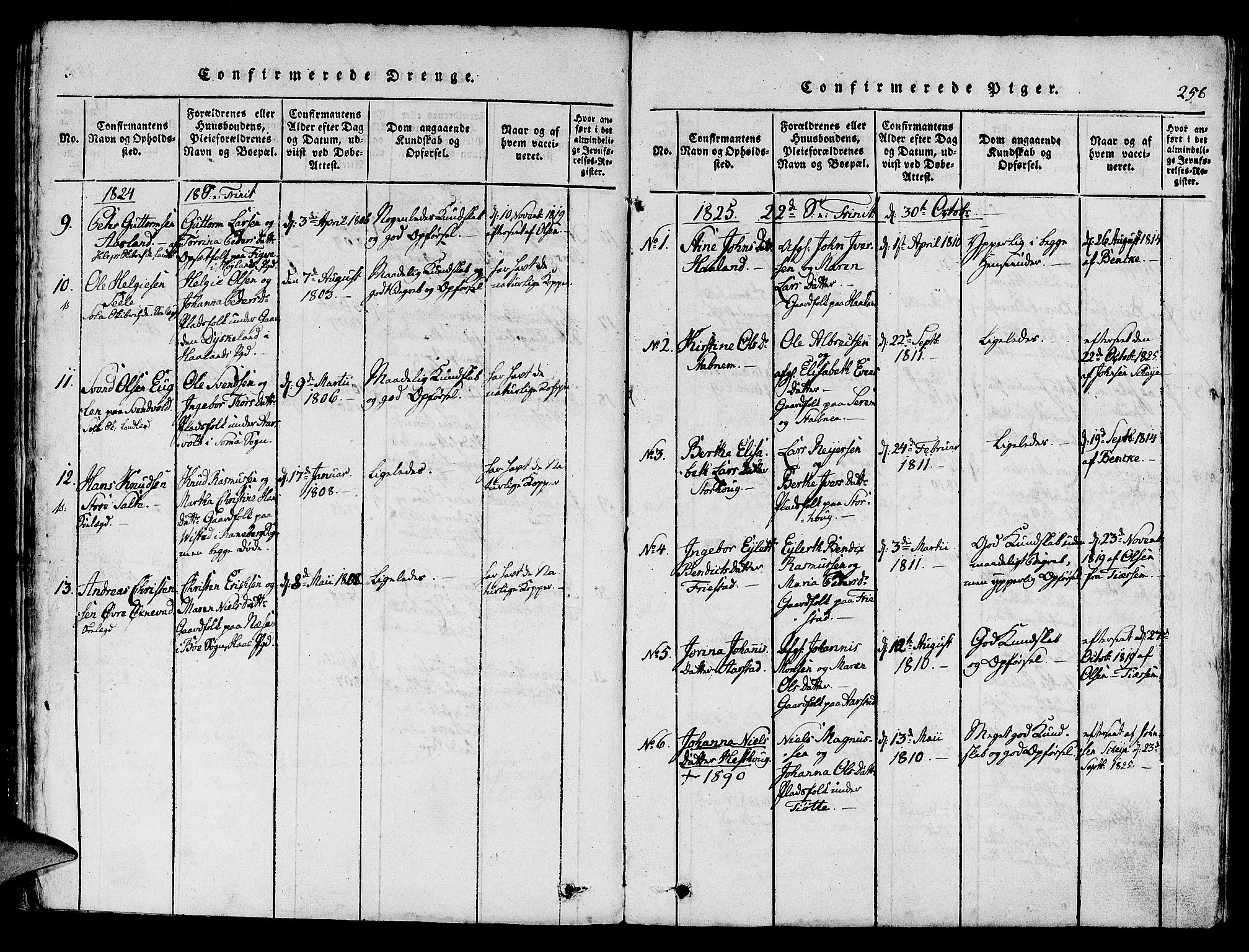 Klepp sokneprestkontor, SAST/A-101803/001/3/30BA/L0002: Parish register (official) no. A 2, 1816-1833, p. 256