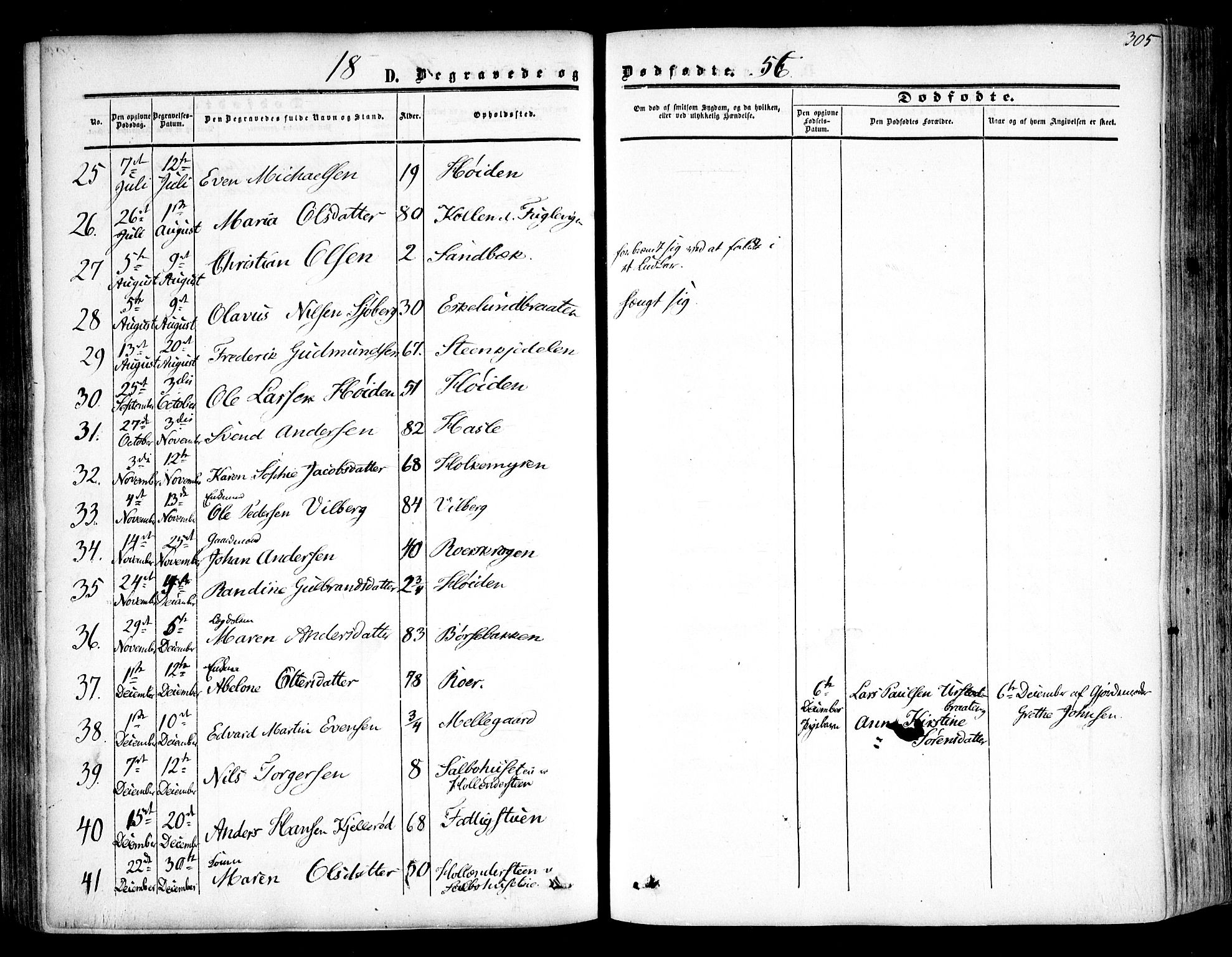 Rygge prestekontor Kirkebøker, SAO/A-10084b/F/Fa/L0005: Parish register (official) no. 5, 1852-1871, p. 305